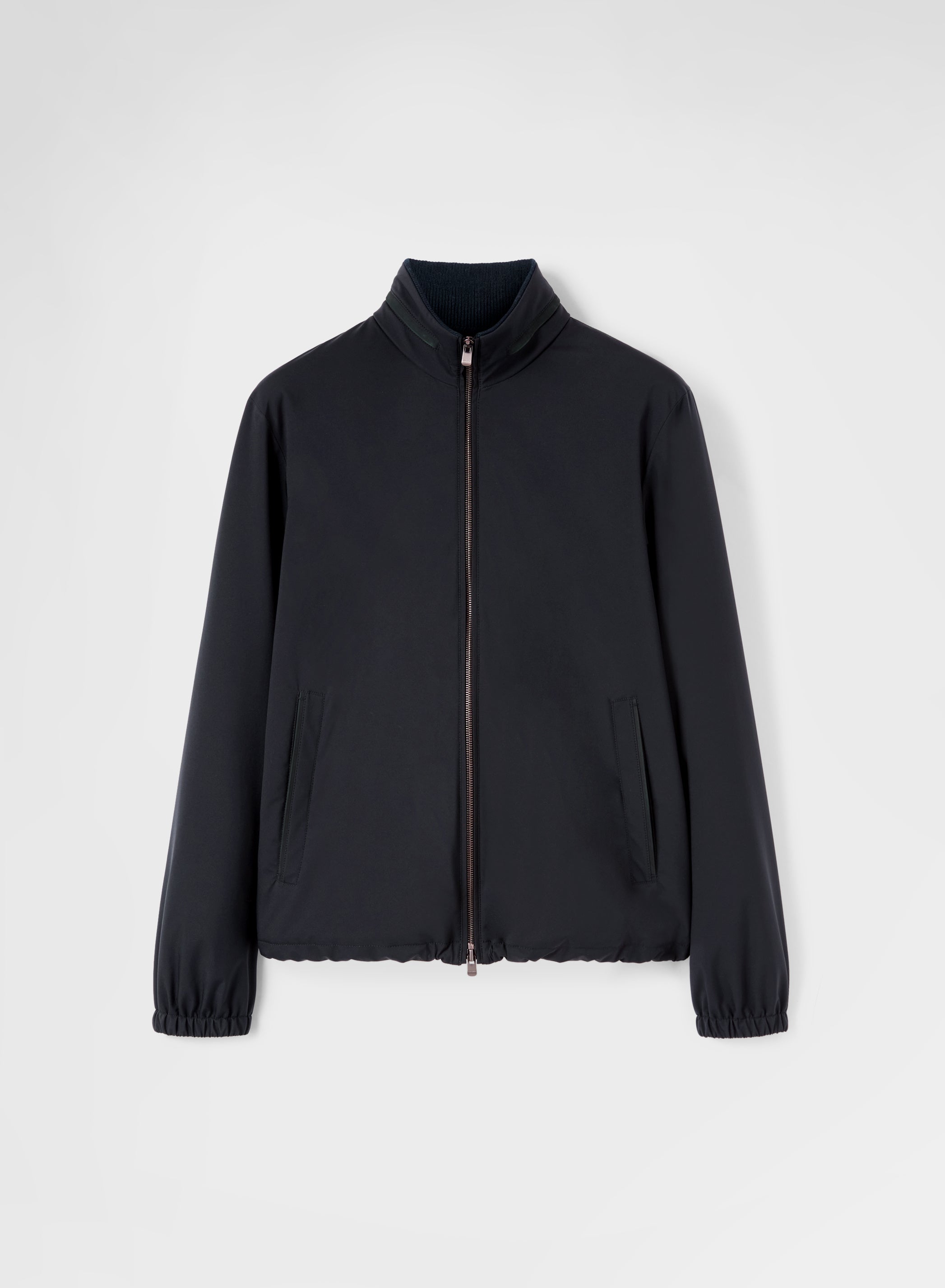 NYLON TECH TWILL HIGH NECK JACKET NAVY