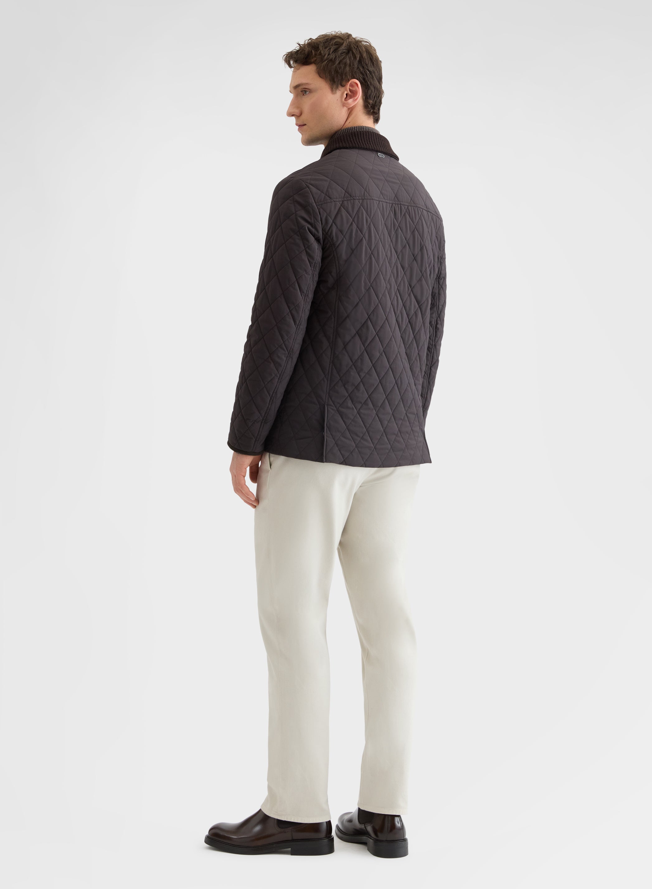 NYLON TECH TWILL QUILTED JACKET CHOCOLATE