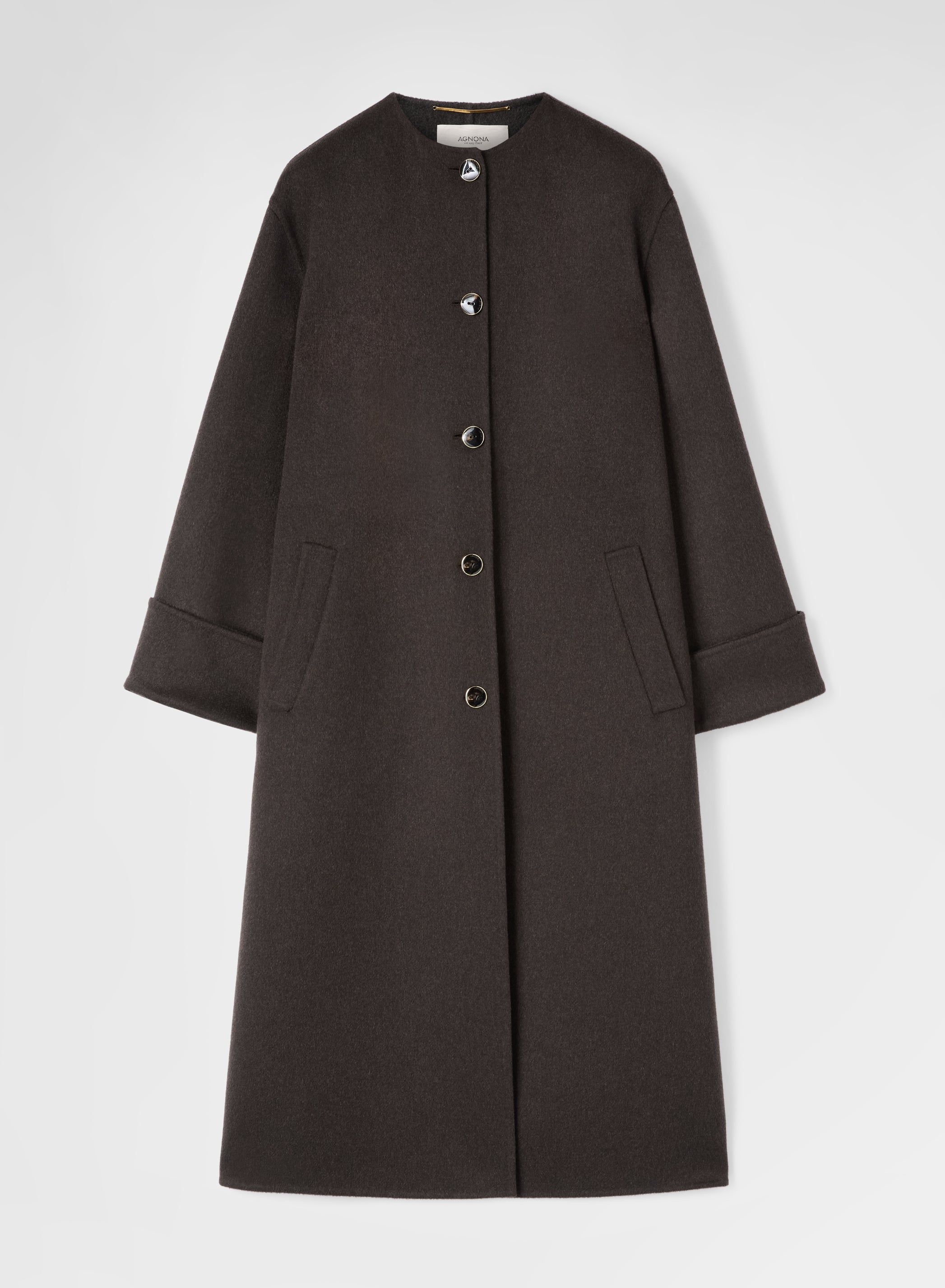 CASHMERE DOUBLE FACE ROUND NECK LONG COAT