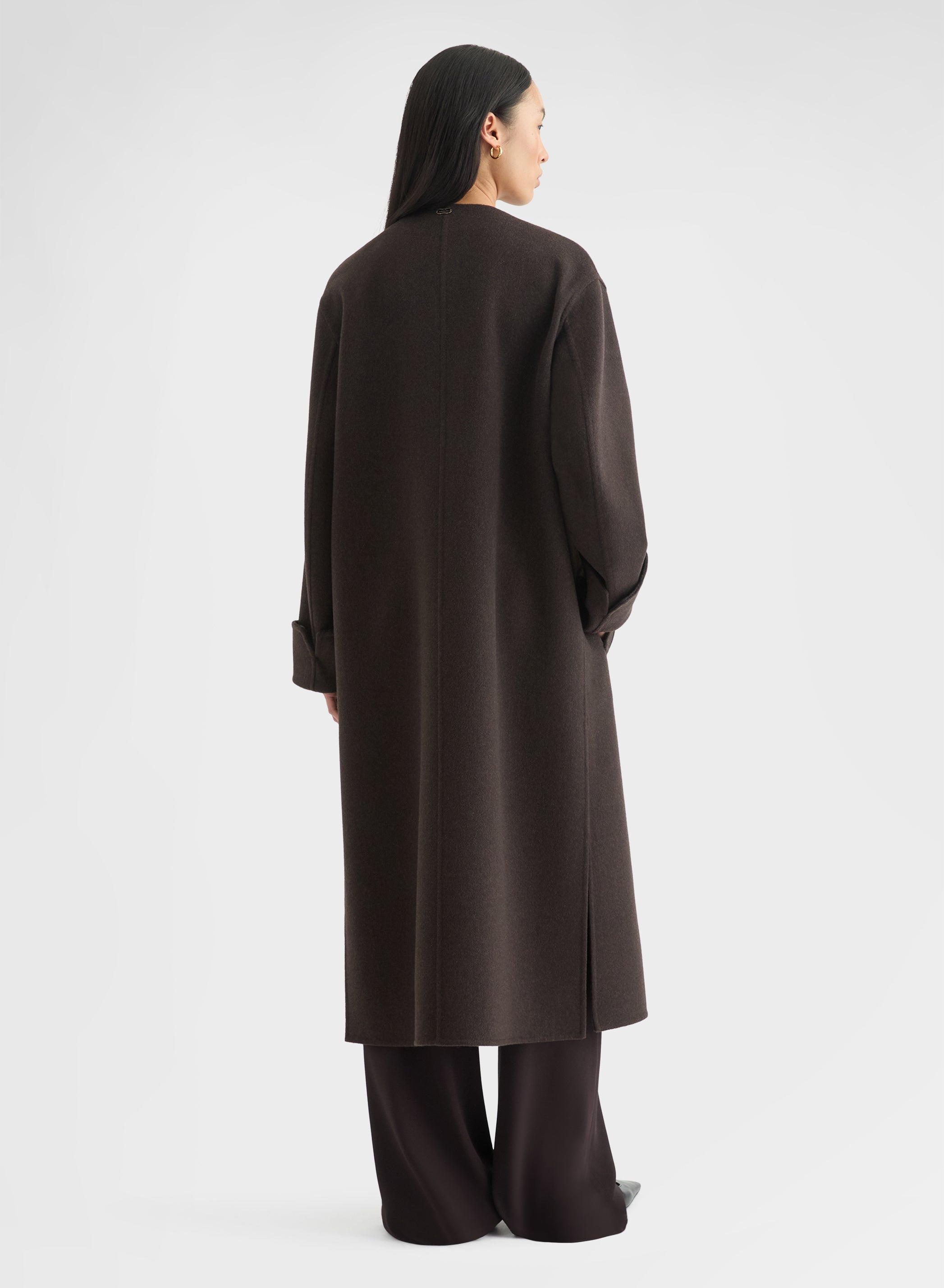CASHMERE DOUBLE FACE ROUND NECK LONG COAT