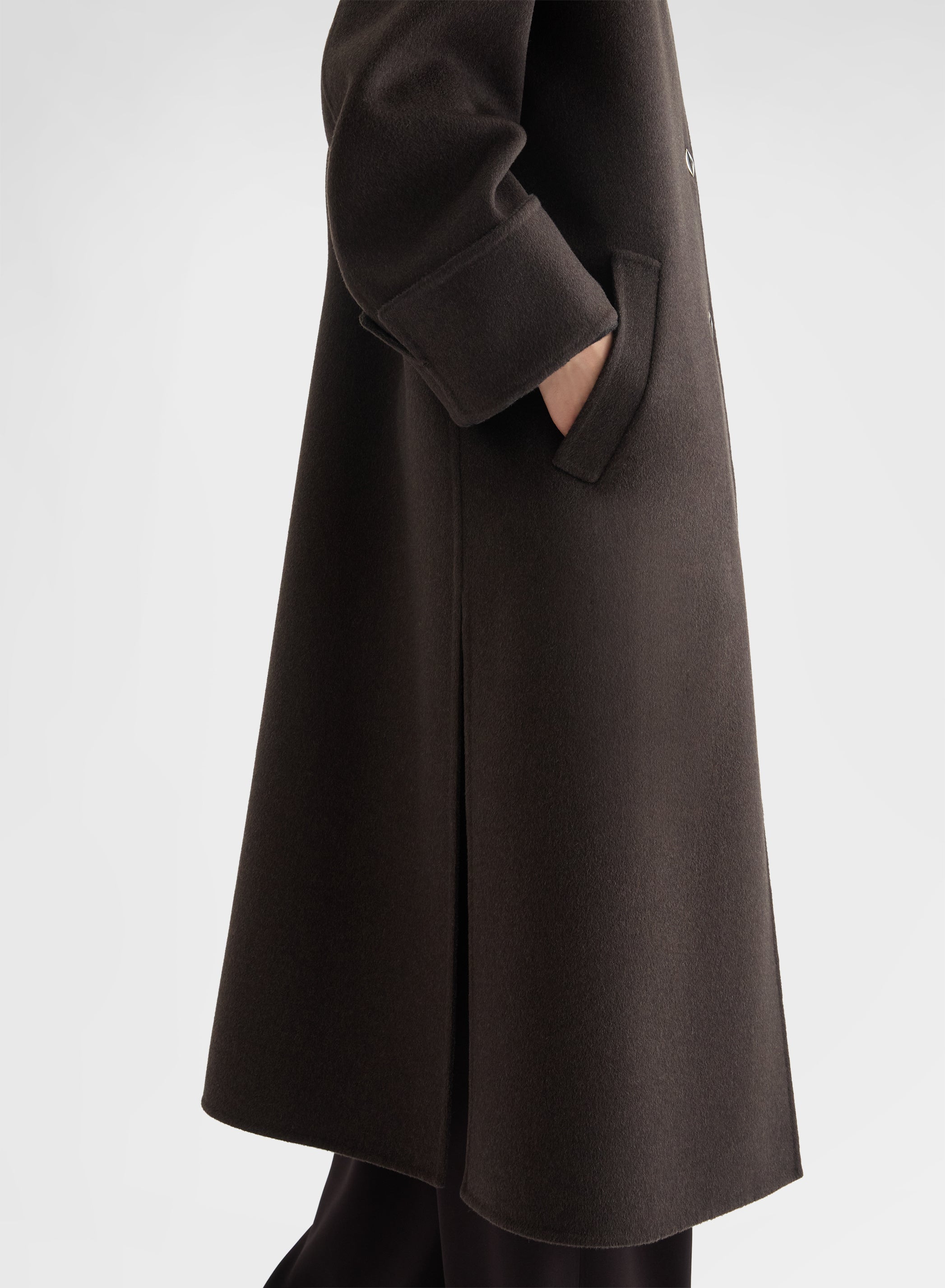 CASHMERE DOUBLE FACE ROUND NECK LONG COAT