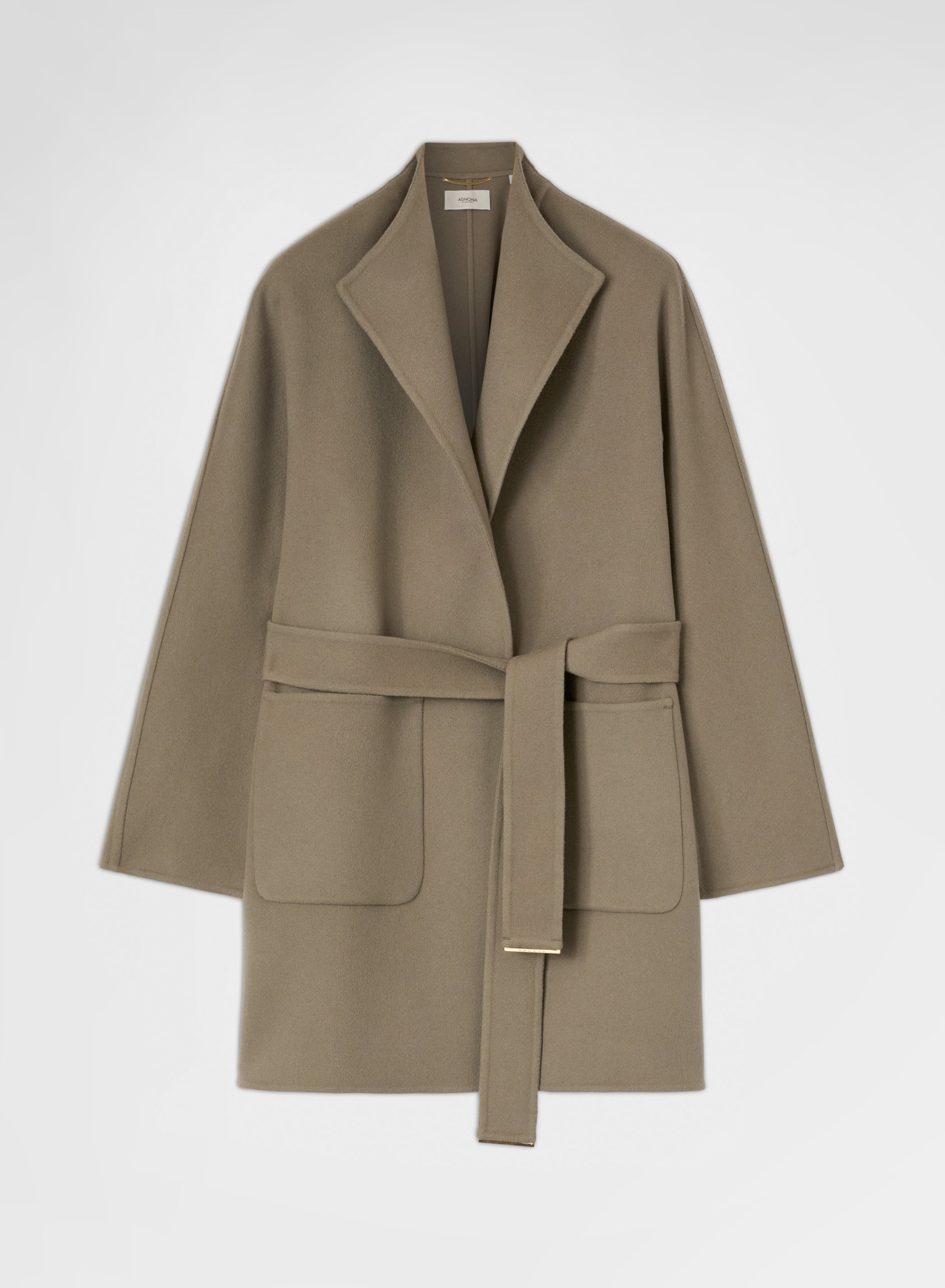 MATT CASHMERE DOUBLE FACE HIGH NECK BELTED COAT