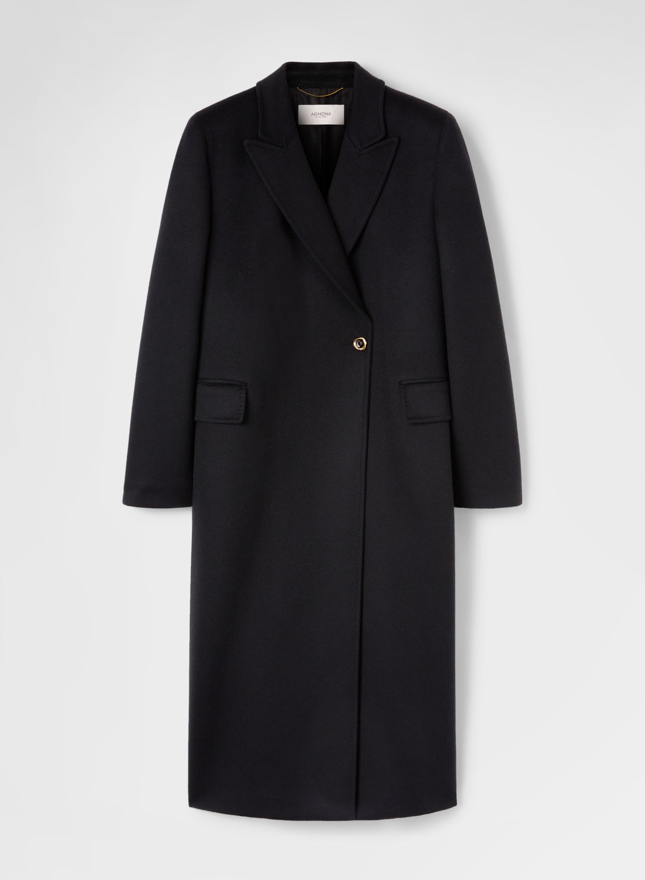 CASHMERE DRAP LONG COAT BLACK