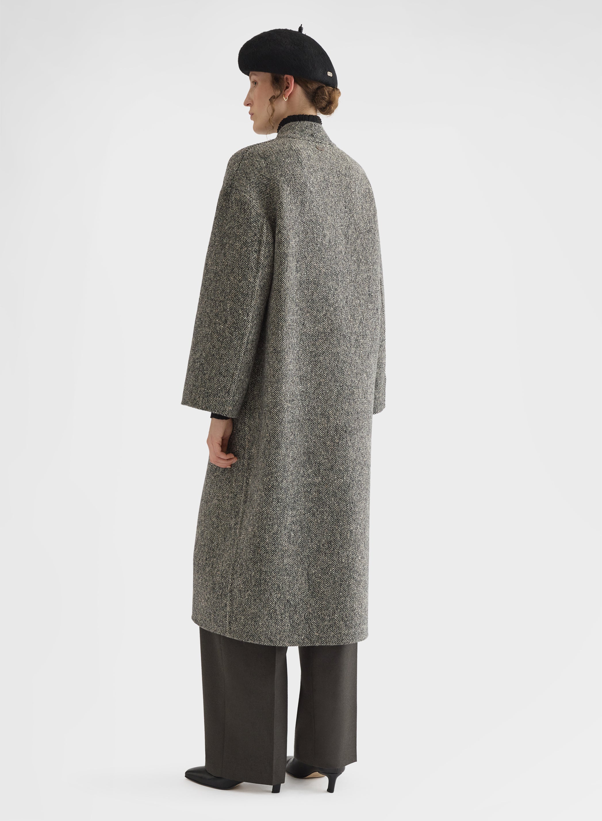 CASHMERE BLEND TWEED DOUBLE FACE COAT CANVAS