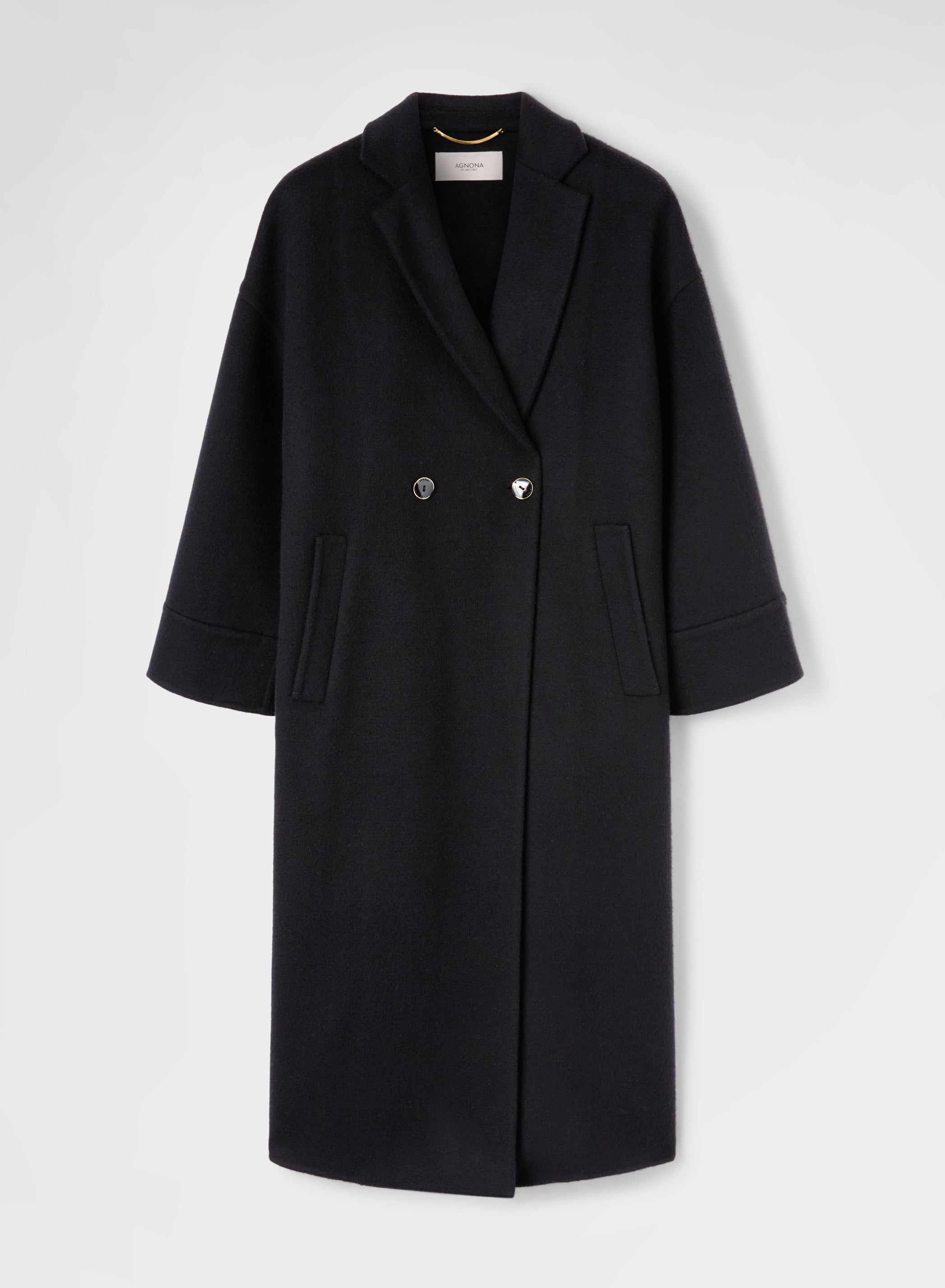 MATT CASHMERE DOUBLE FACE DOUBLE BREASTED COAT BLACK