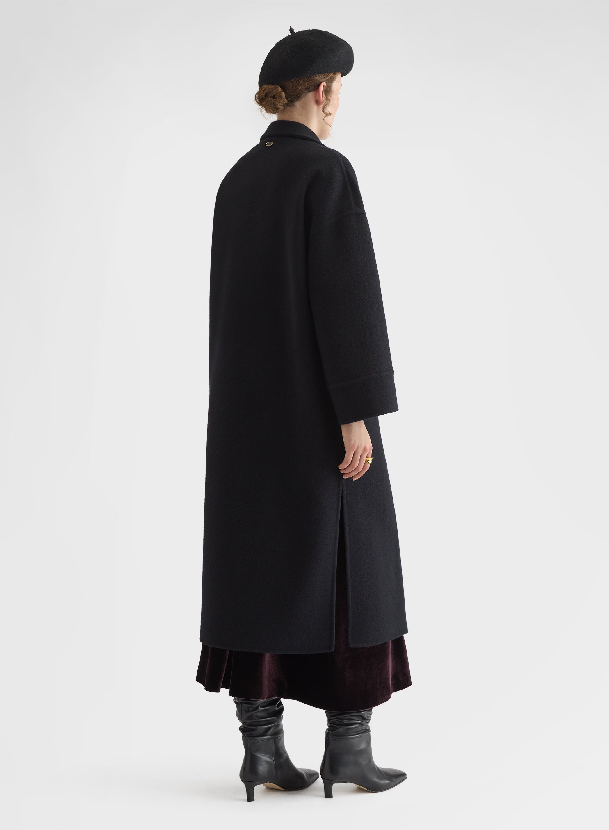 MATT CASHMERE DOUBLE FACE DOUBLE BREASTED COAT BLACK