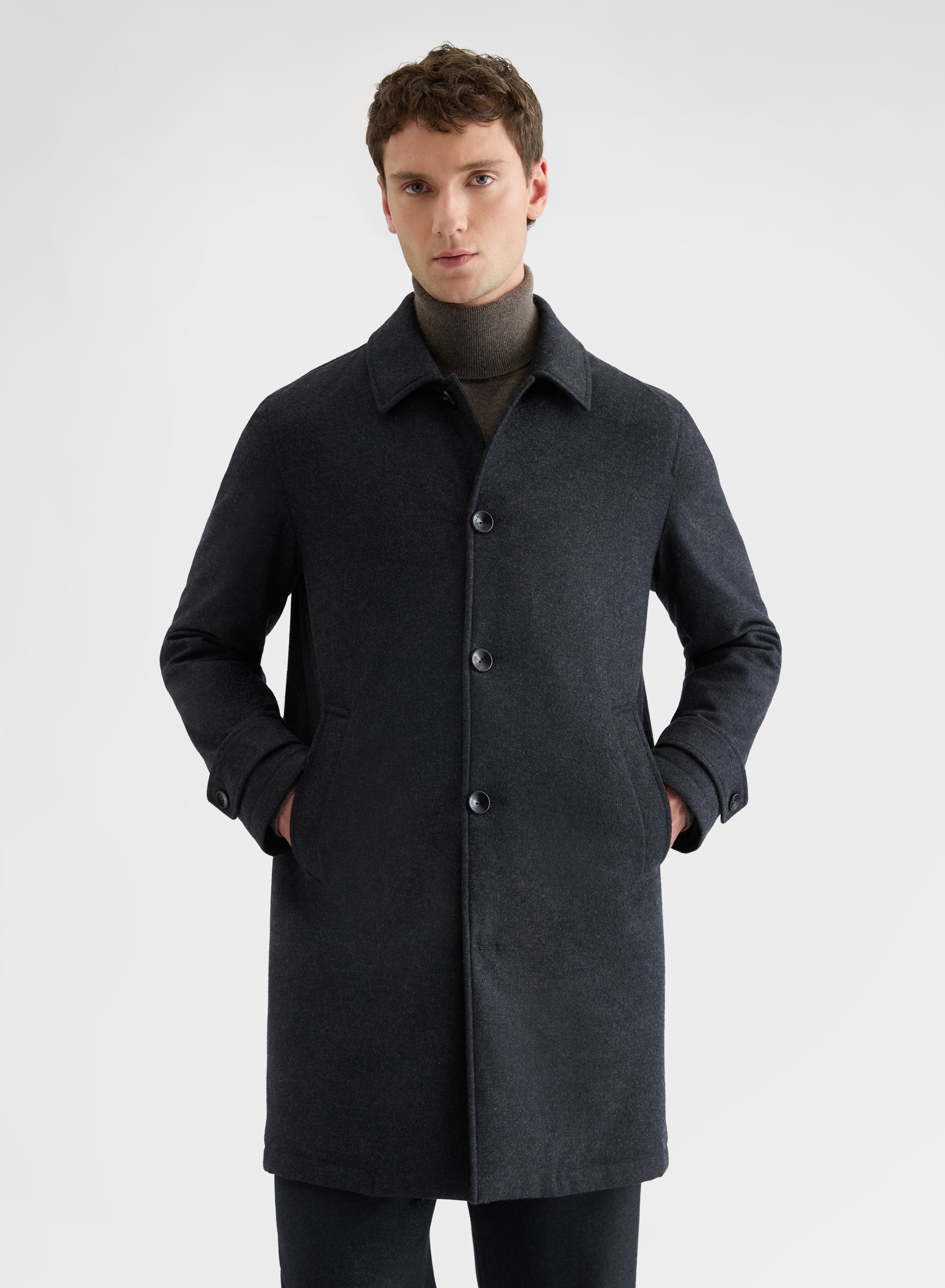 RAINWEAVER CASHMERE CAR COAT CHARCOAL