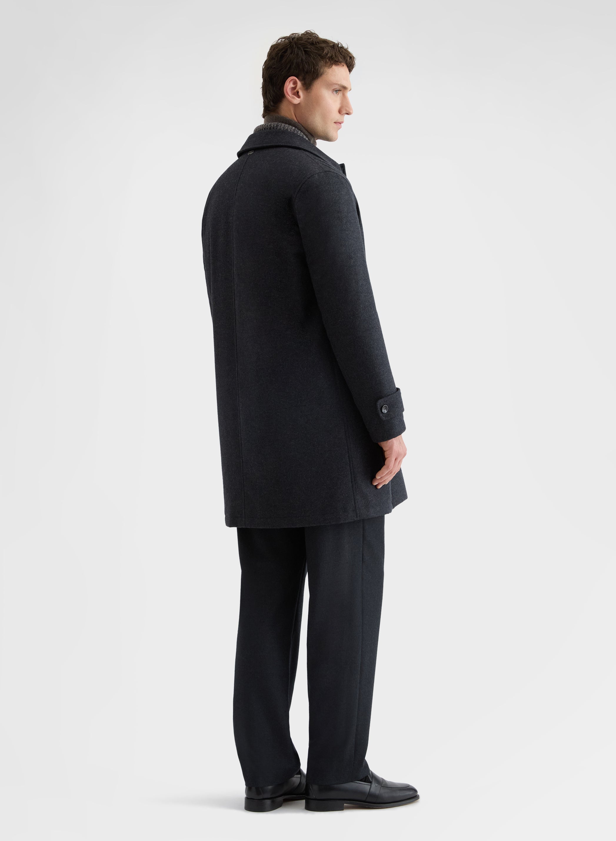 RAINWEAVER CASHMERE CAR COAT CHARCOAL