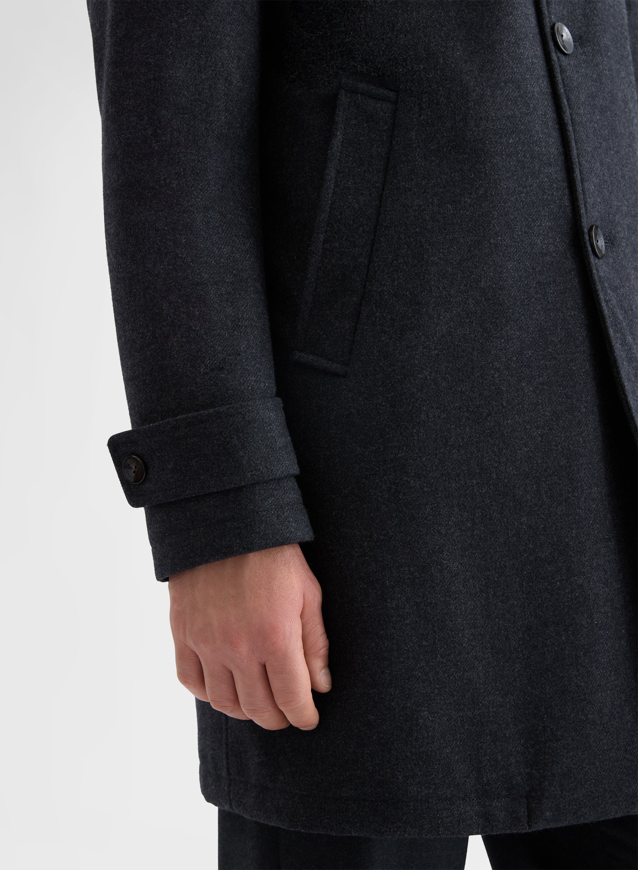 RAINWEAVER CASHMERE CAR COAT CHARCOAL