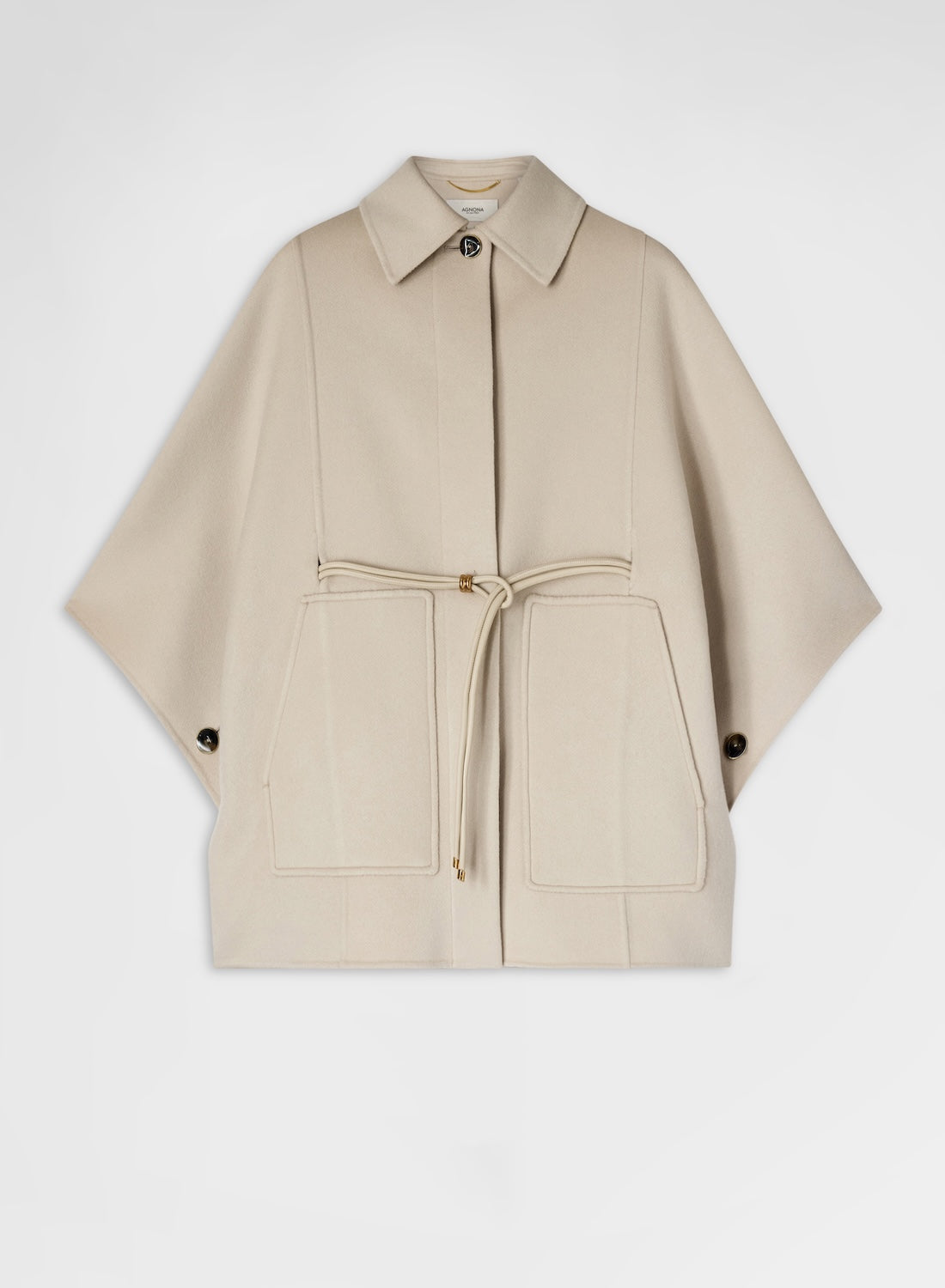 CASHMERE DOUBLE FACE BELTED CAPE GREIGE