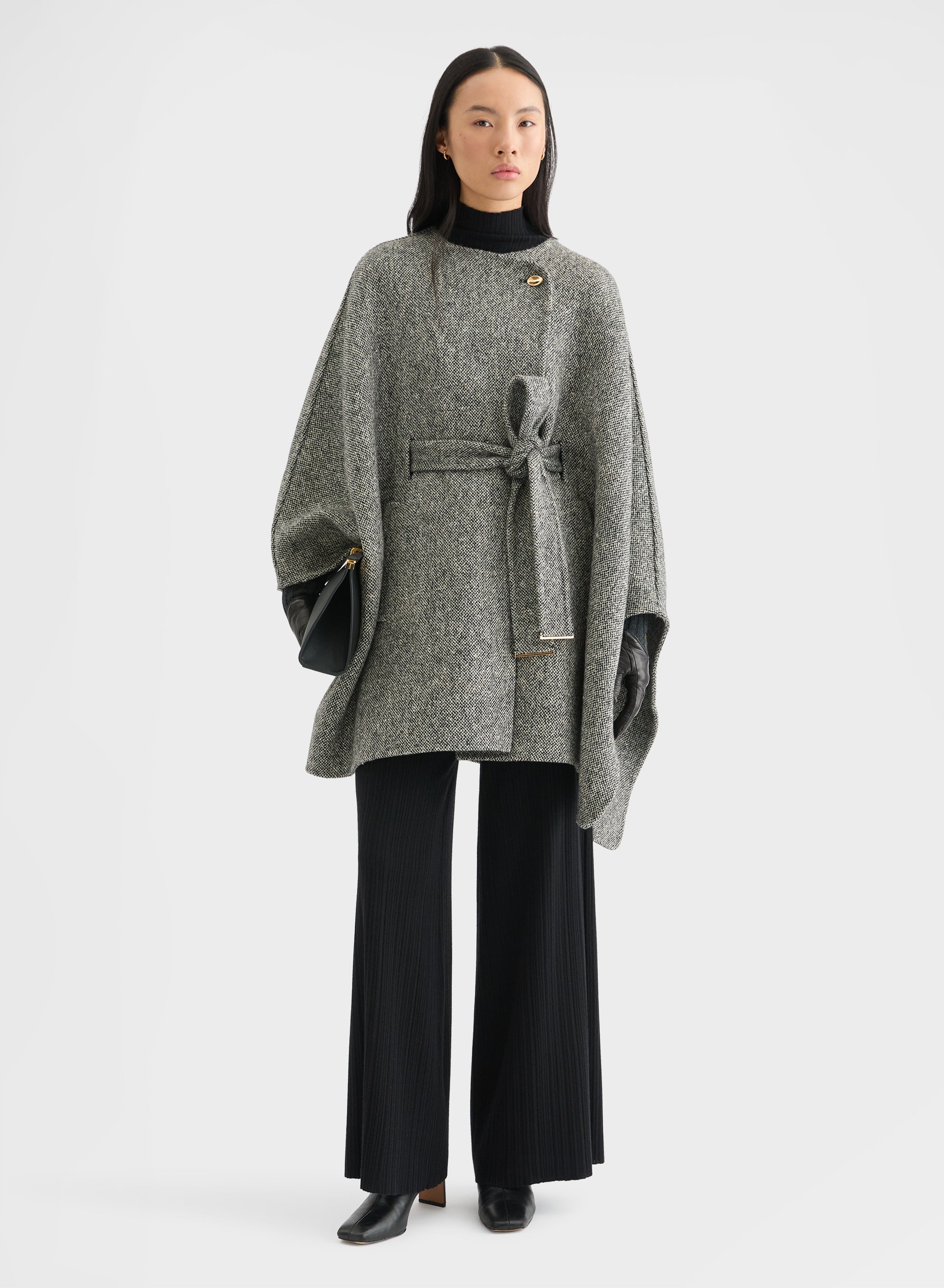 CASHMERE BLEND TWEED DOUBLE FACE CAPE CANVAS