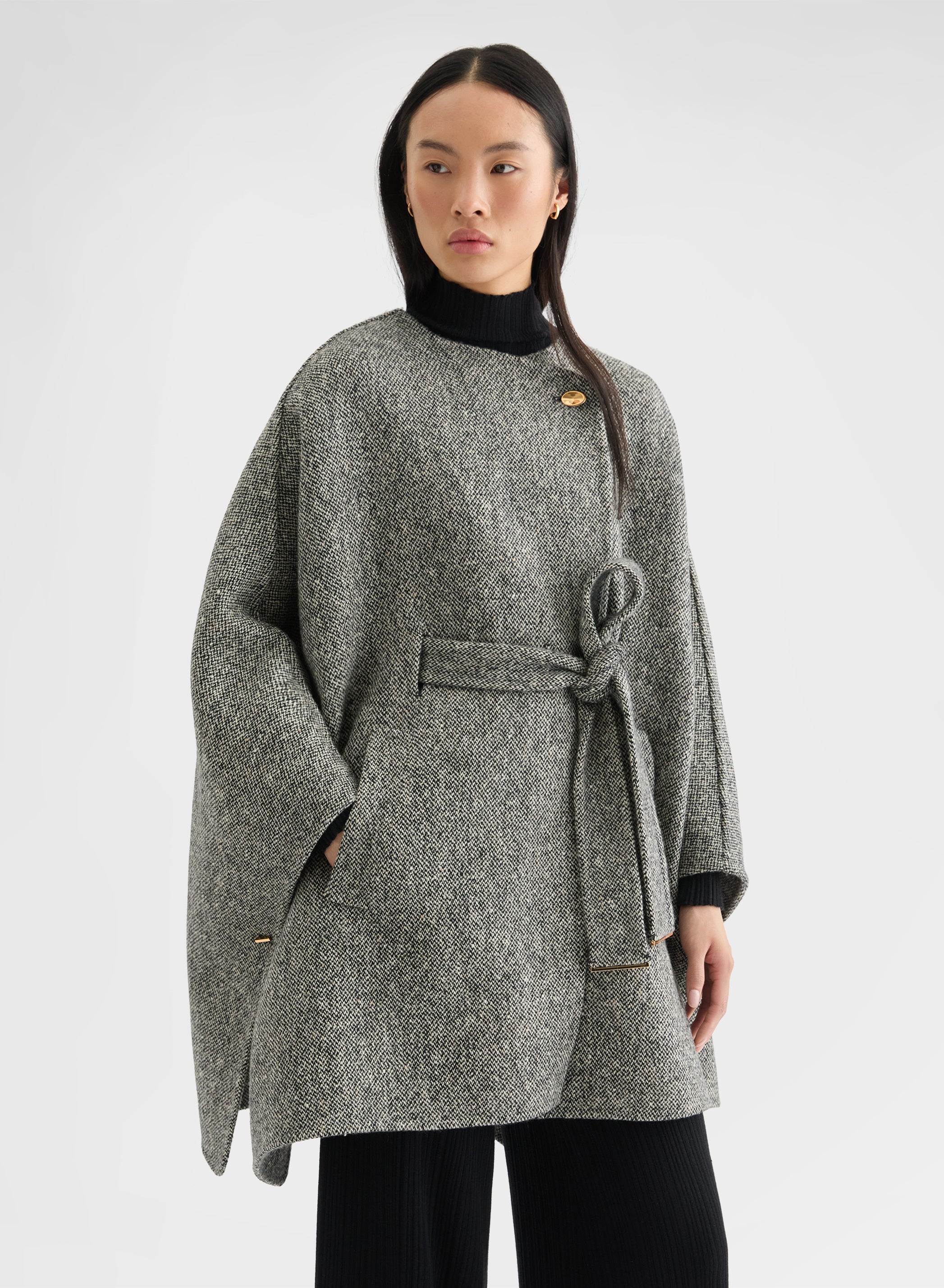 CASHMERE BLEND TWEED DOUBLE FACE CAPE CANVAS