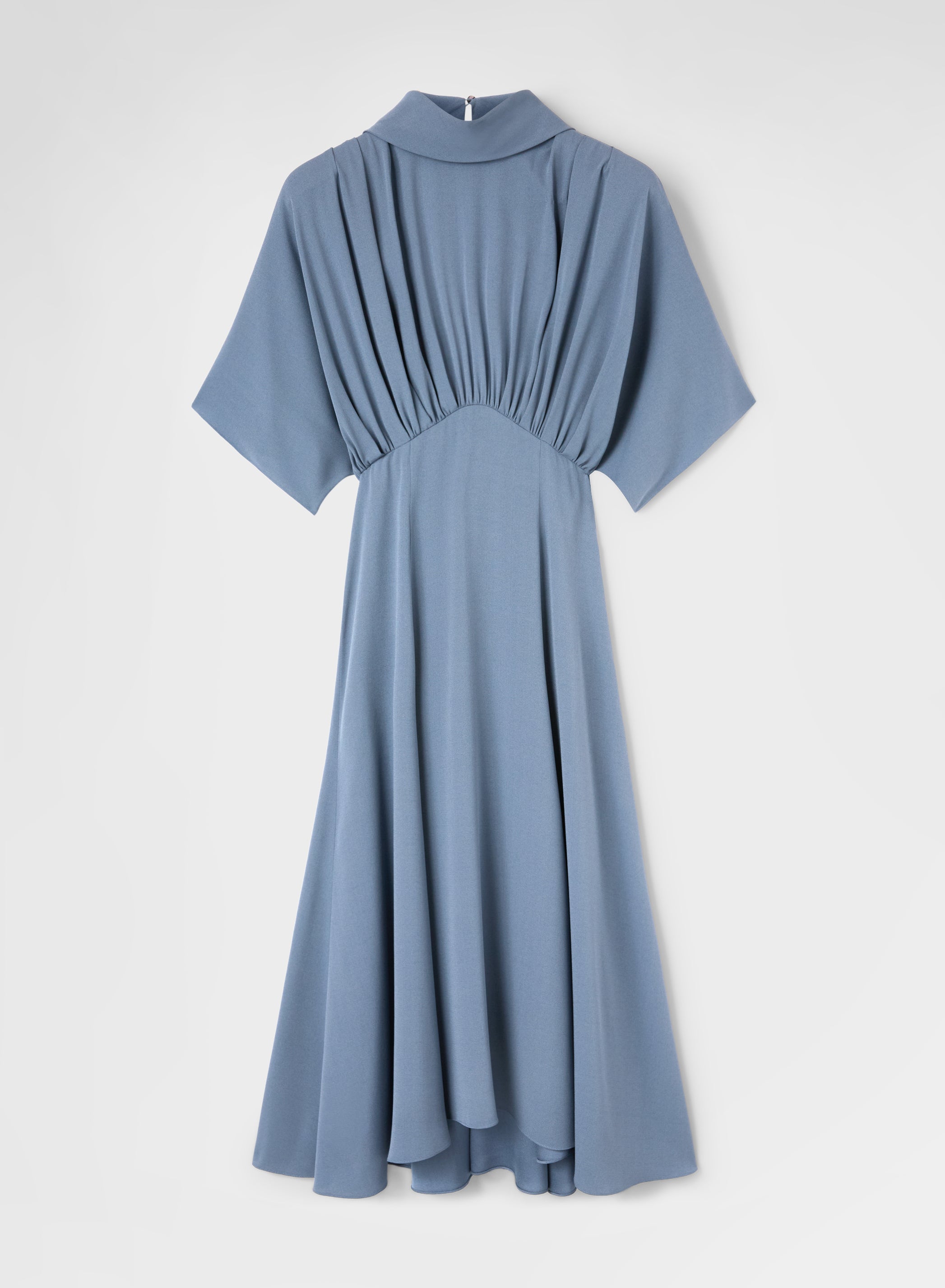 MATT SILK BLEND DRAPED KIMONO DRESS DARK POWDER