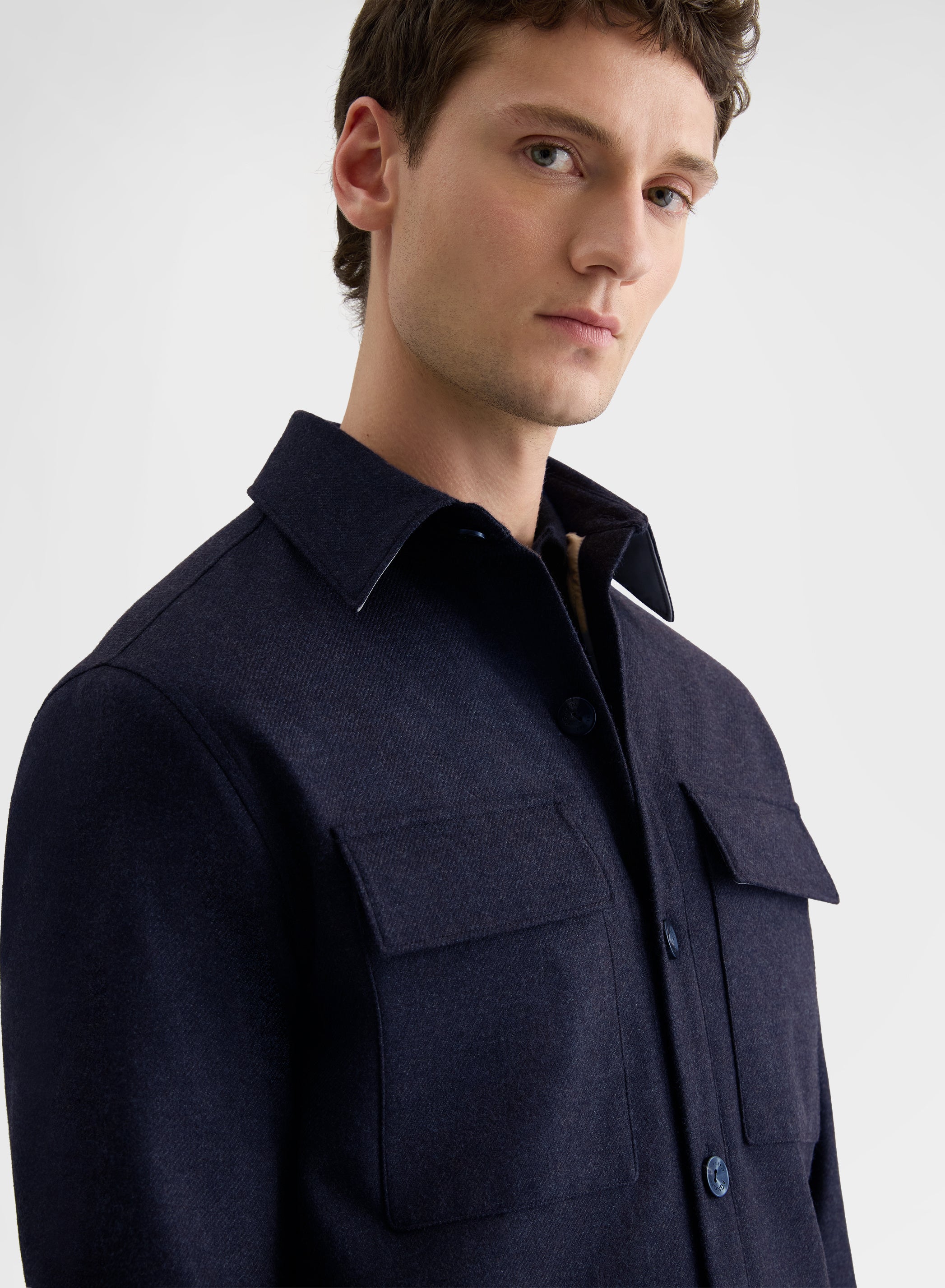 LIGHT CASHMERE MELANGE RAINWEAVER PADDED OVERSHIRT NIGHT