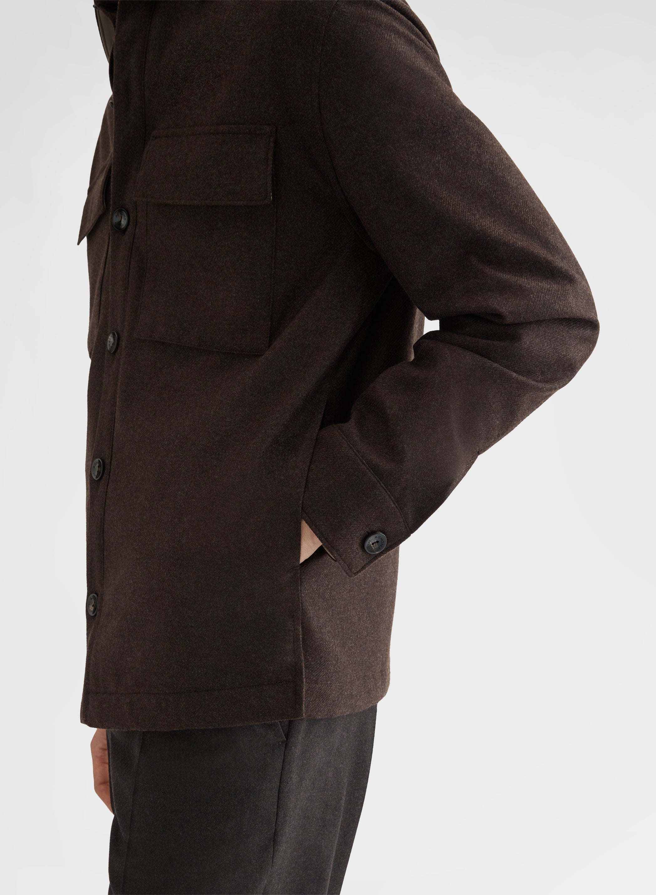 LIGHT CASHMERE MELANGE RAINWEAVER PADDED OVERSHIRT