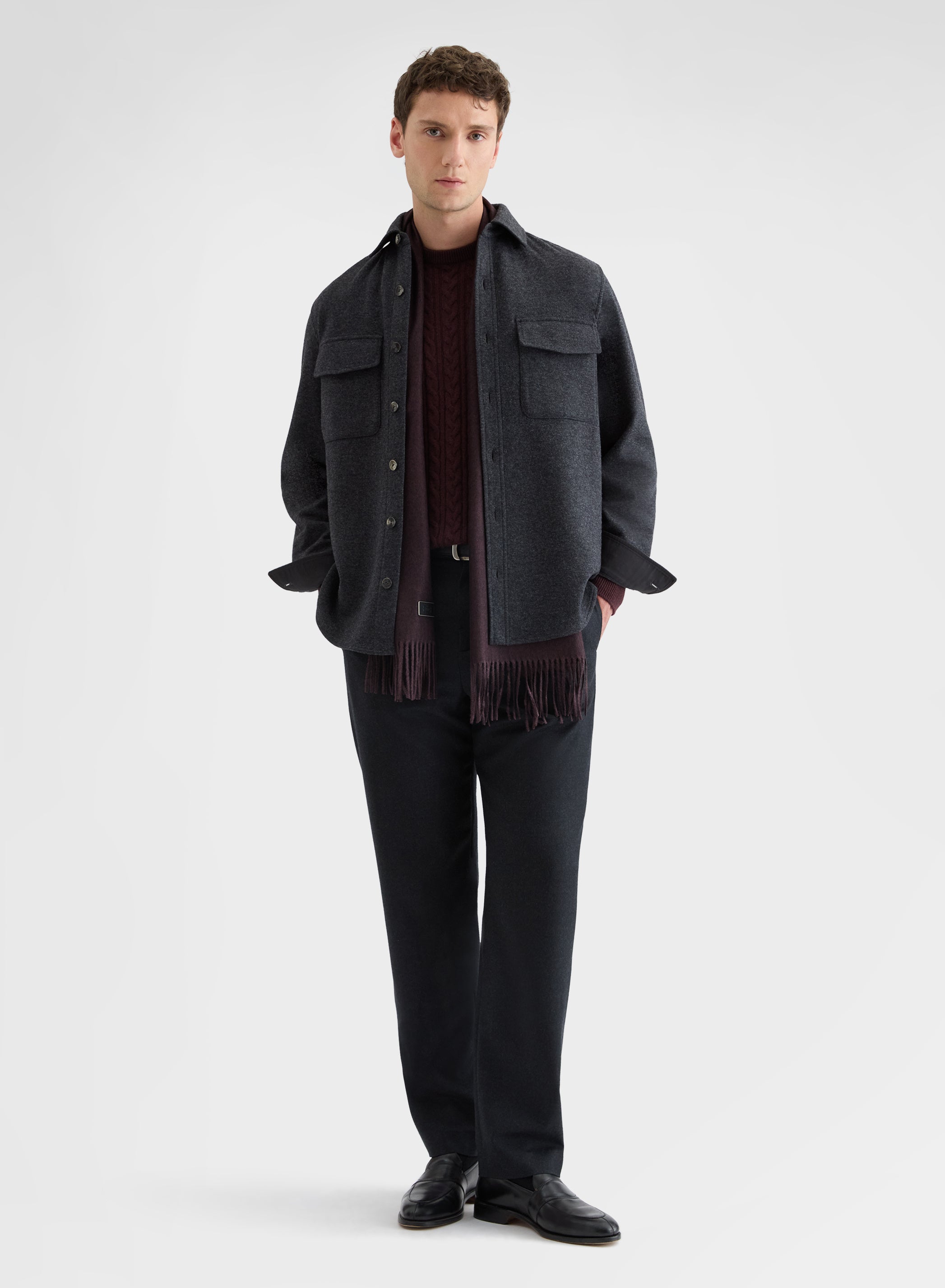 B-JERSEY DOUBLE FACE OVERSHIRT CHARCOAL