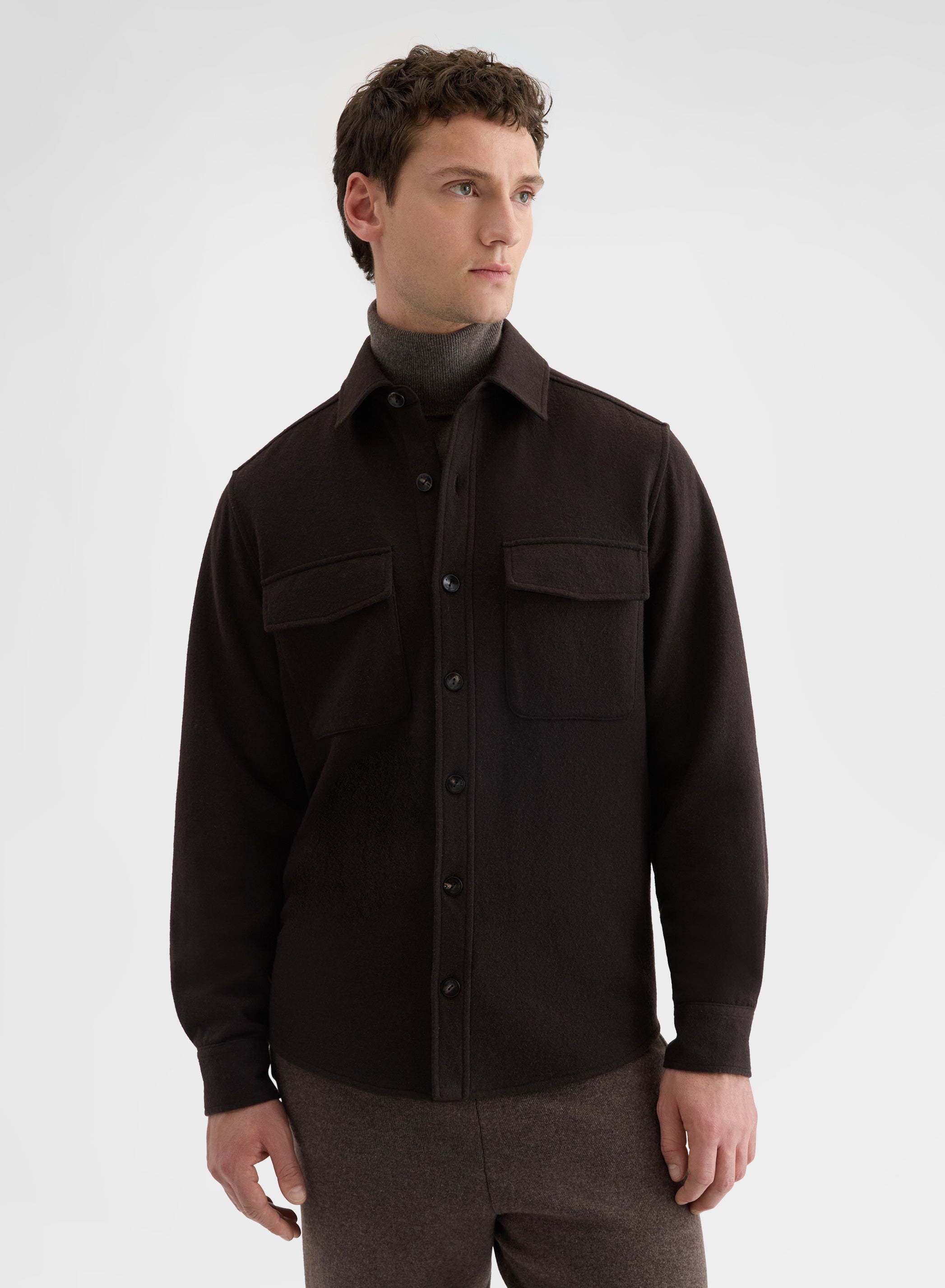 B-JERSEY DOUBLE FACE OVERSHIRT CHOCOLATE
