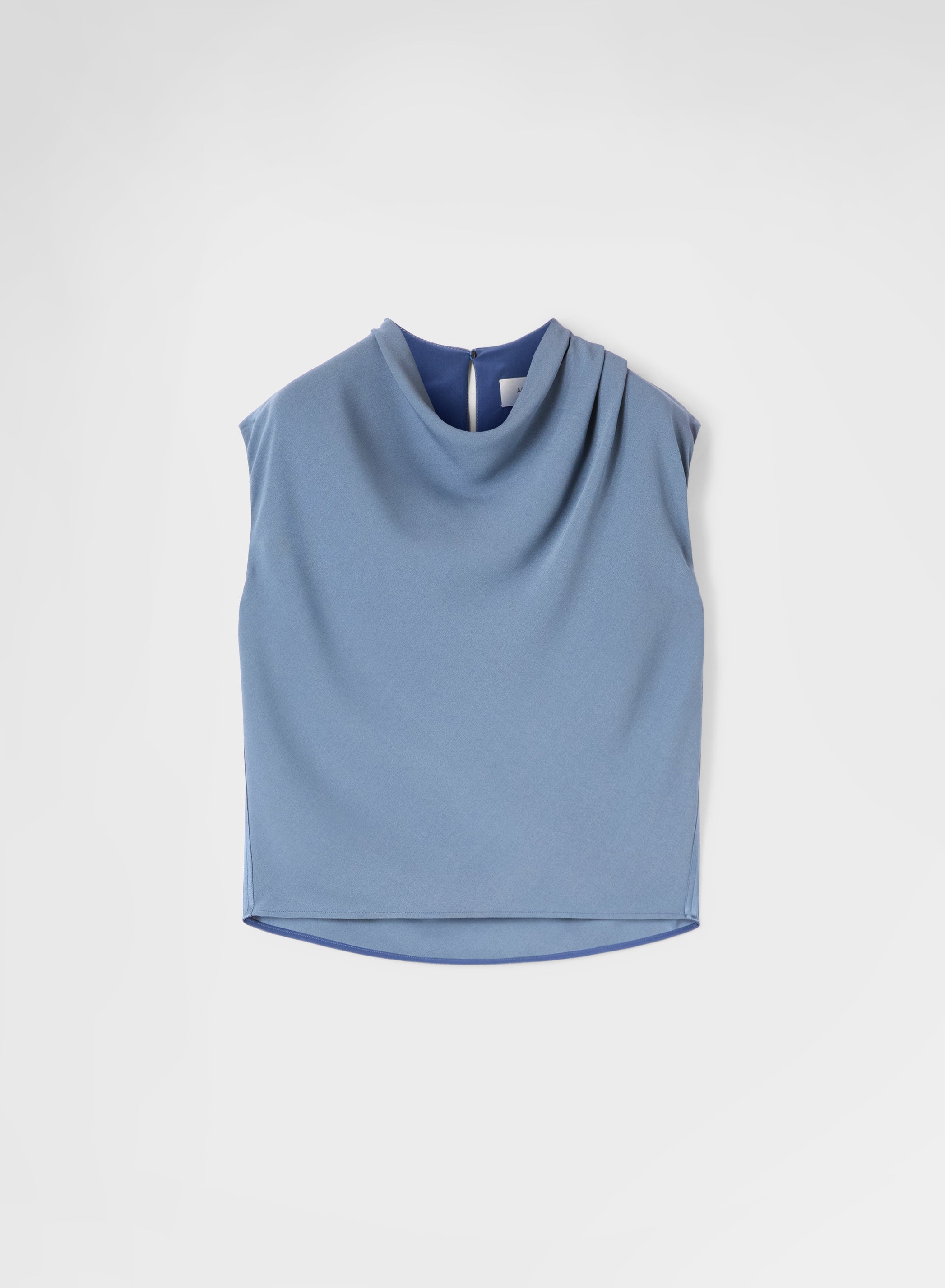 MATT SILK BLEND COWL-NECK TOP DARK POWDER