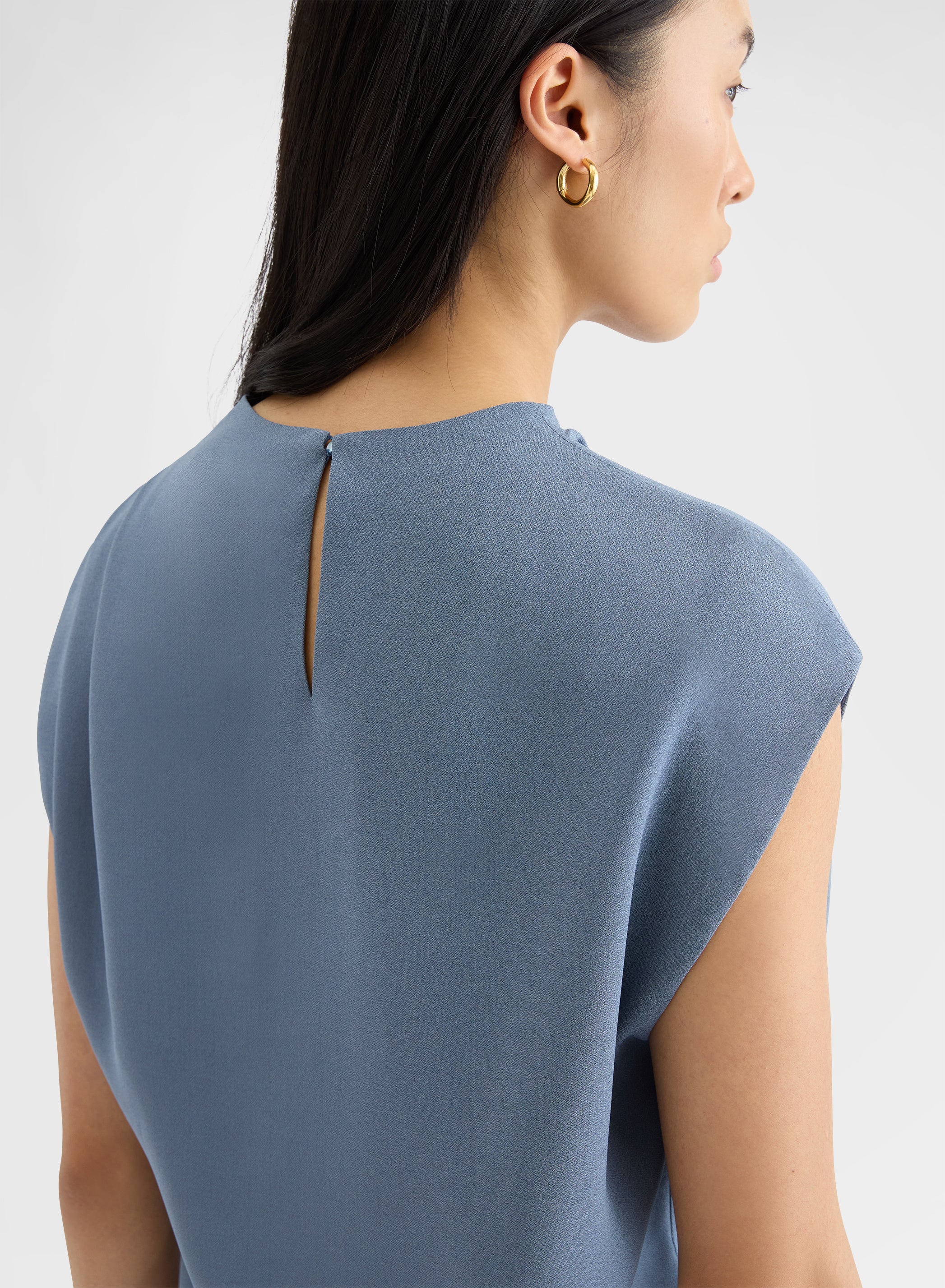 MATT SILK BLEND COWL-NECK TOP DARK POWDER