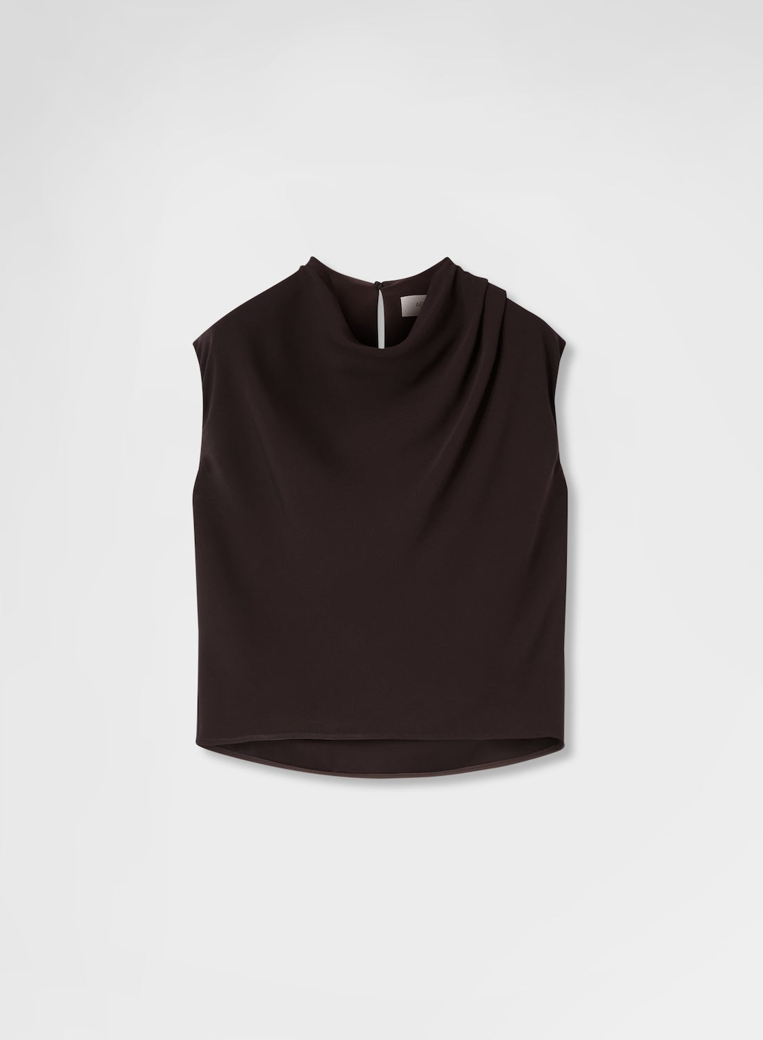 MATT SILK BLEND COWL-NECK TOP DARK BROWN