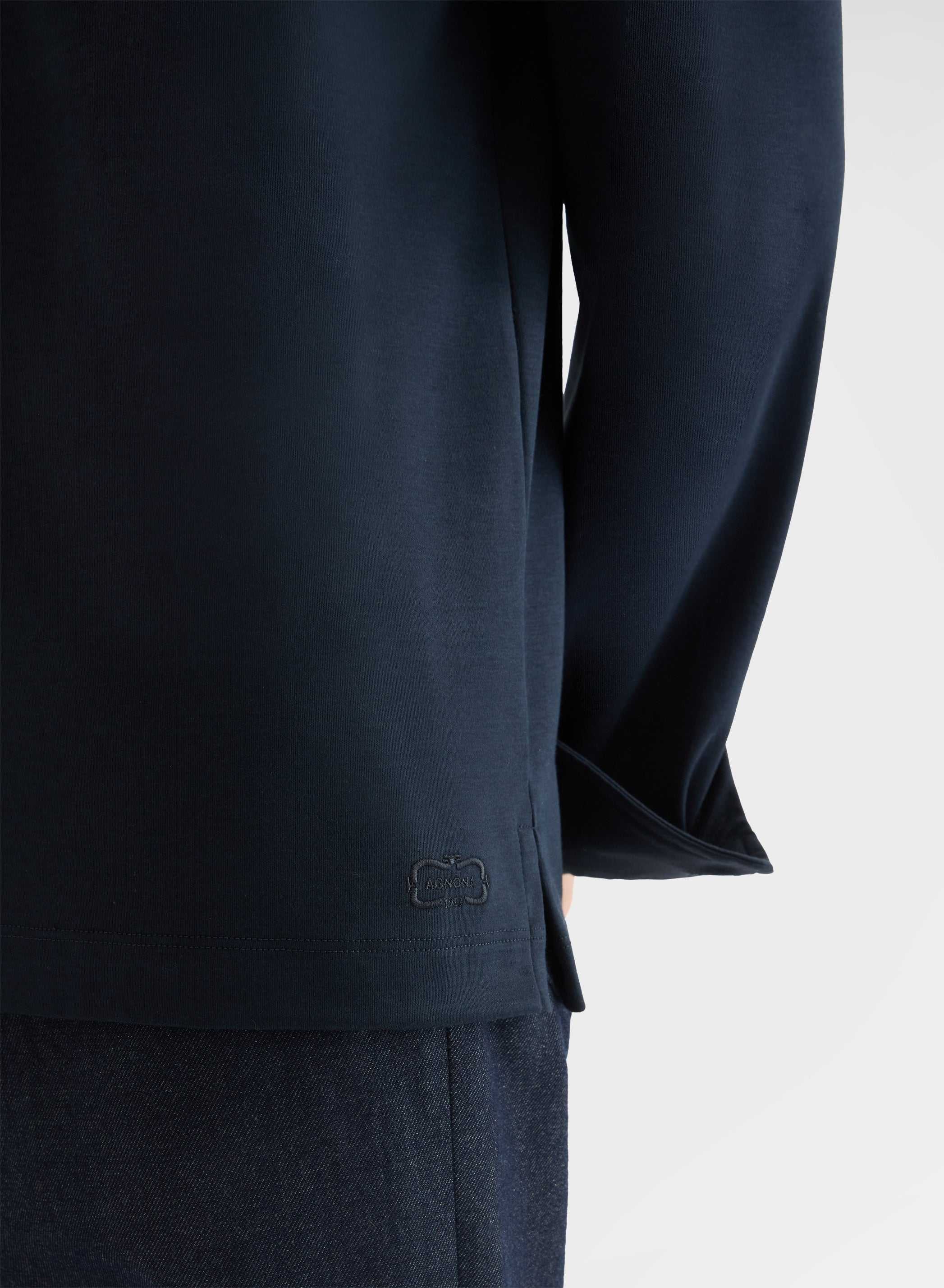 COTTON SILK INTERLOCK LONG SLEEVE POLO NAVY