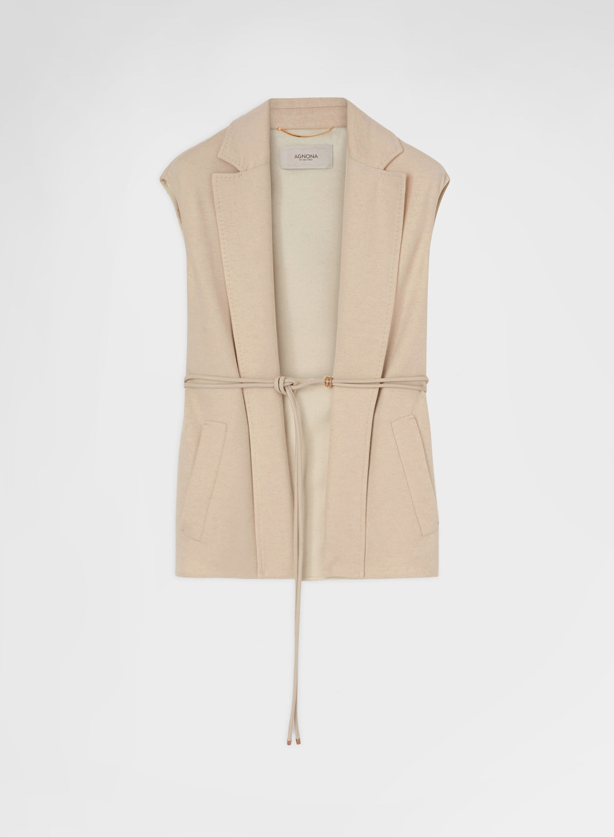 B-JERSEY DOUBLE FACE BELTED VEST LIGHT BEIGE