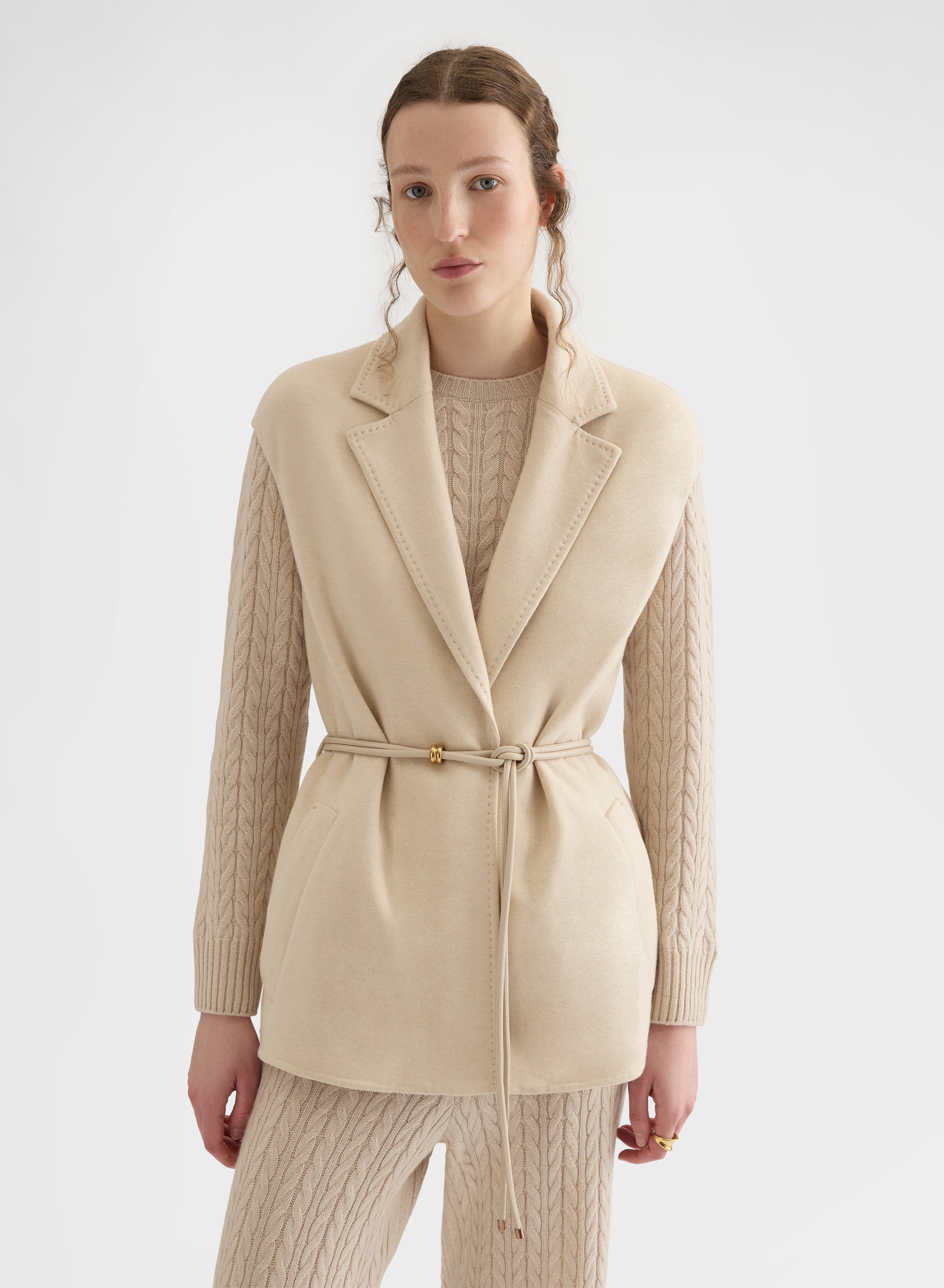 B-JERSEY DOUBLE FACE BELTED VEST