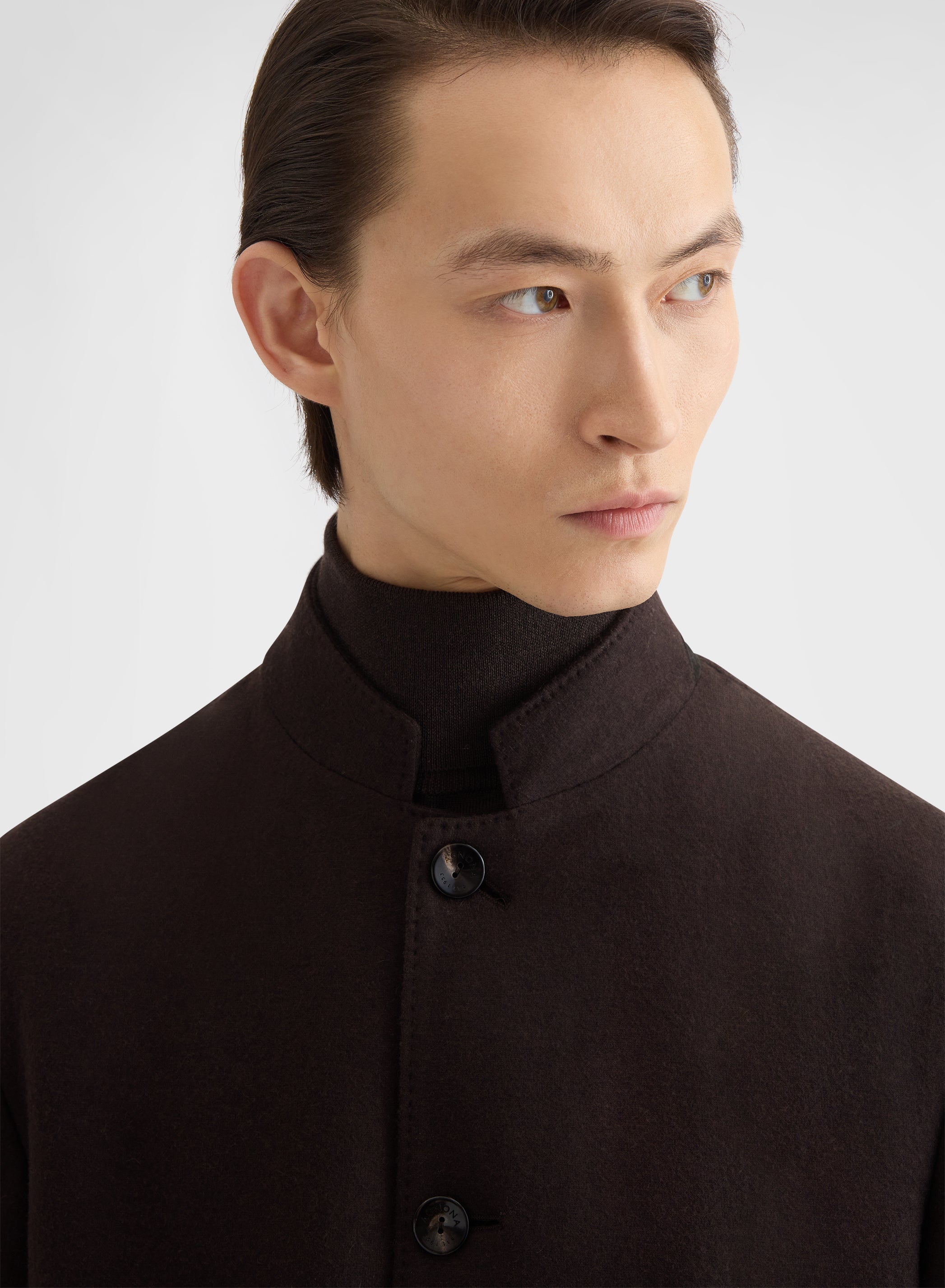 B-JERSEY DOUBLE FACE FOUR BUTTON BLAZER CHOCOLATE