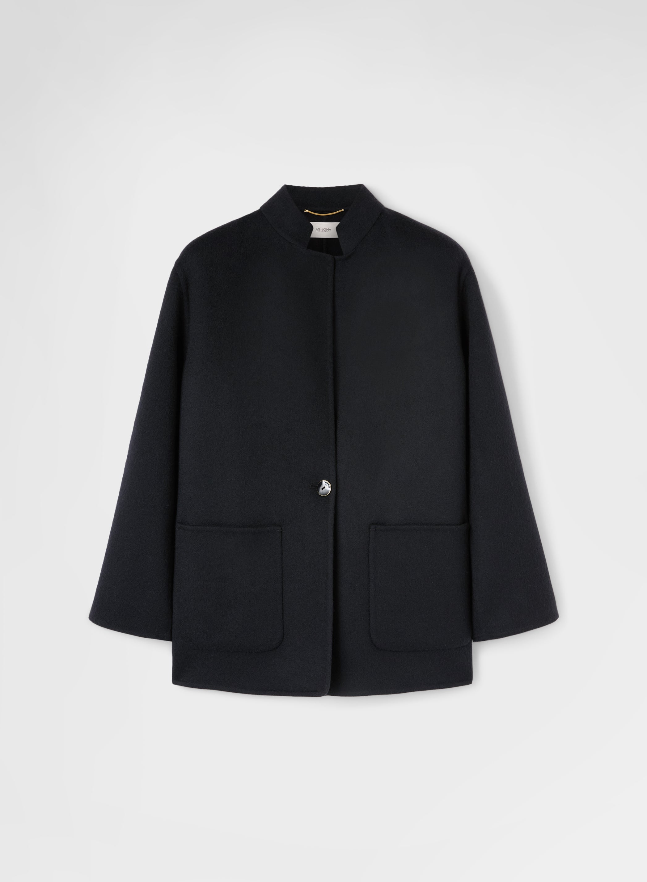 MATT CASHMERE DOUBLE FACE HIGH NECK CARDIGAN JACKET BLACK