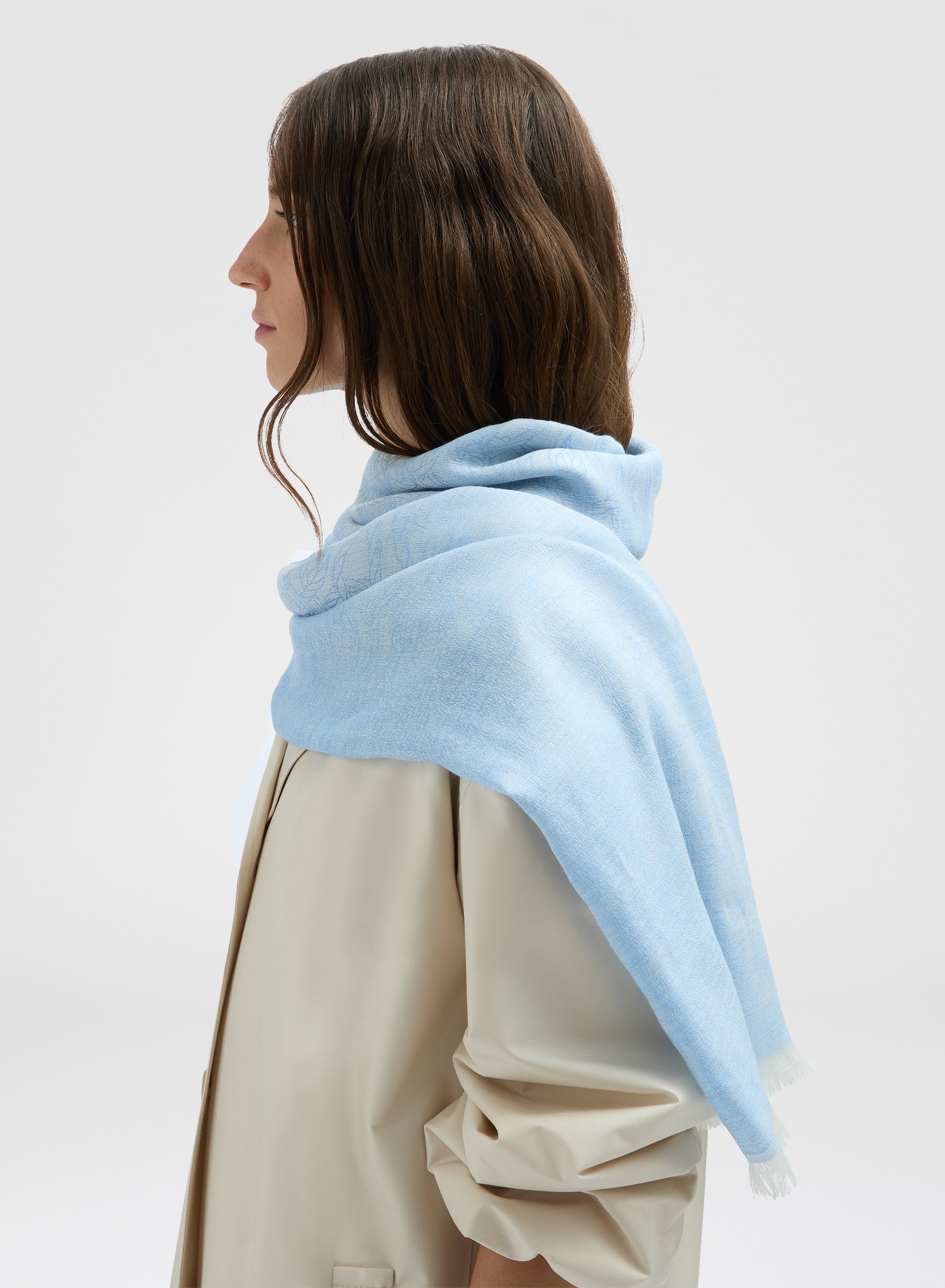 CASHMERE SILK KNOTS JACQUARD SCARF ACQUAMARINA