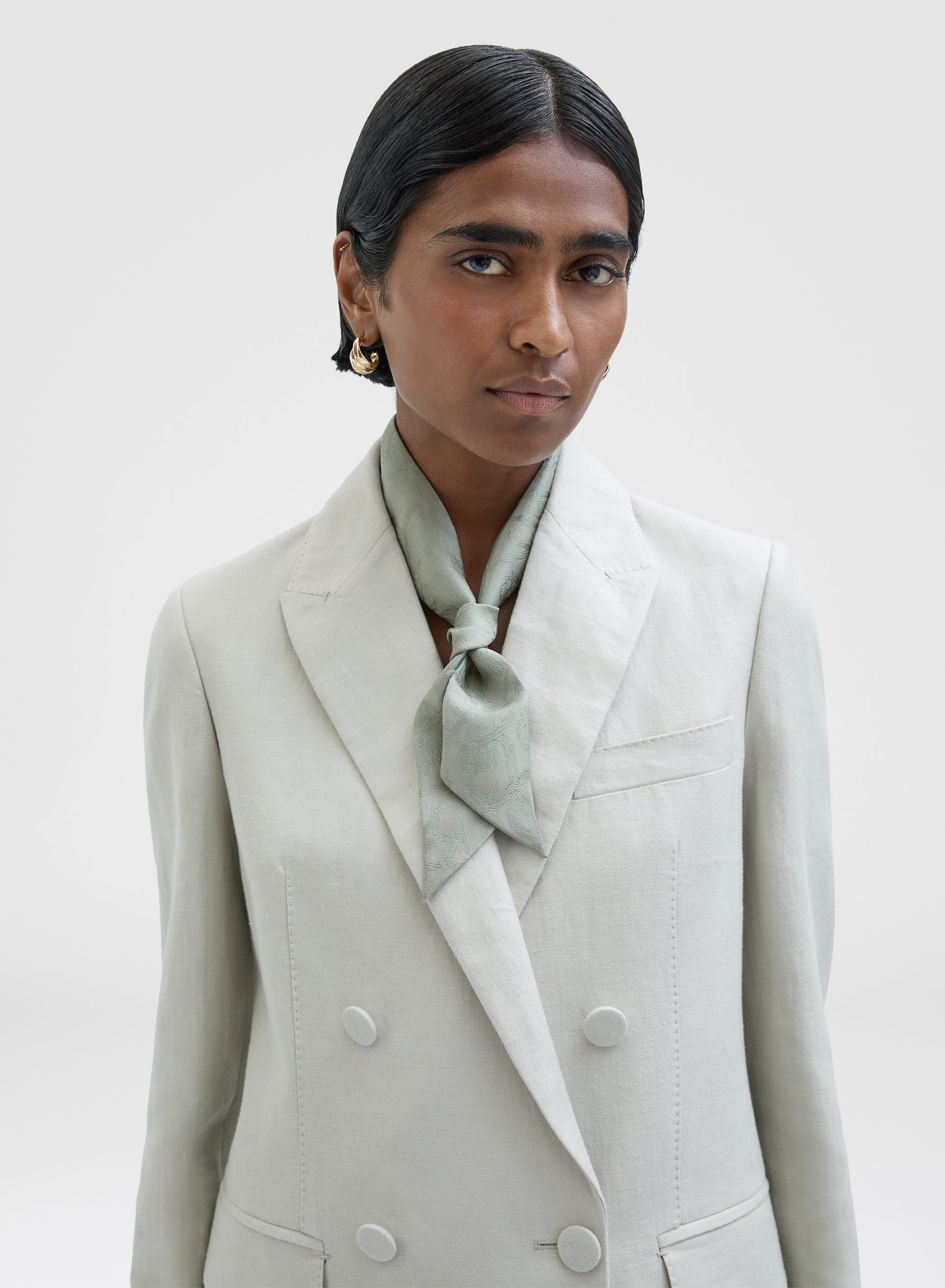 KNOTS JACQUARD RIBBON SCARF SAGE