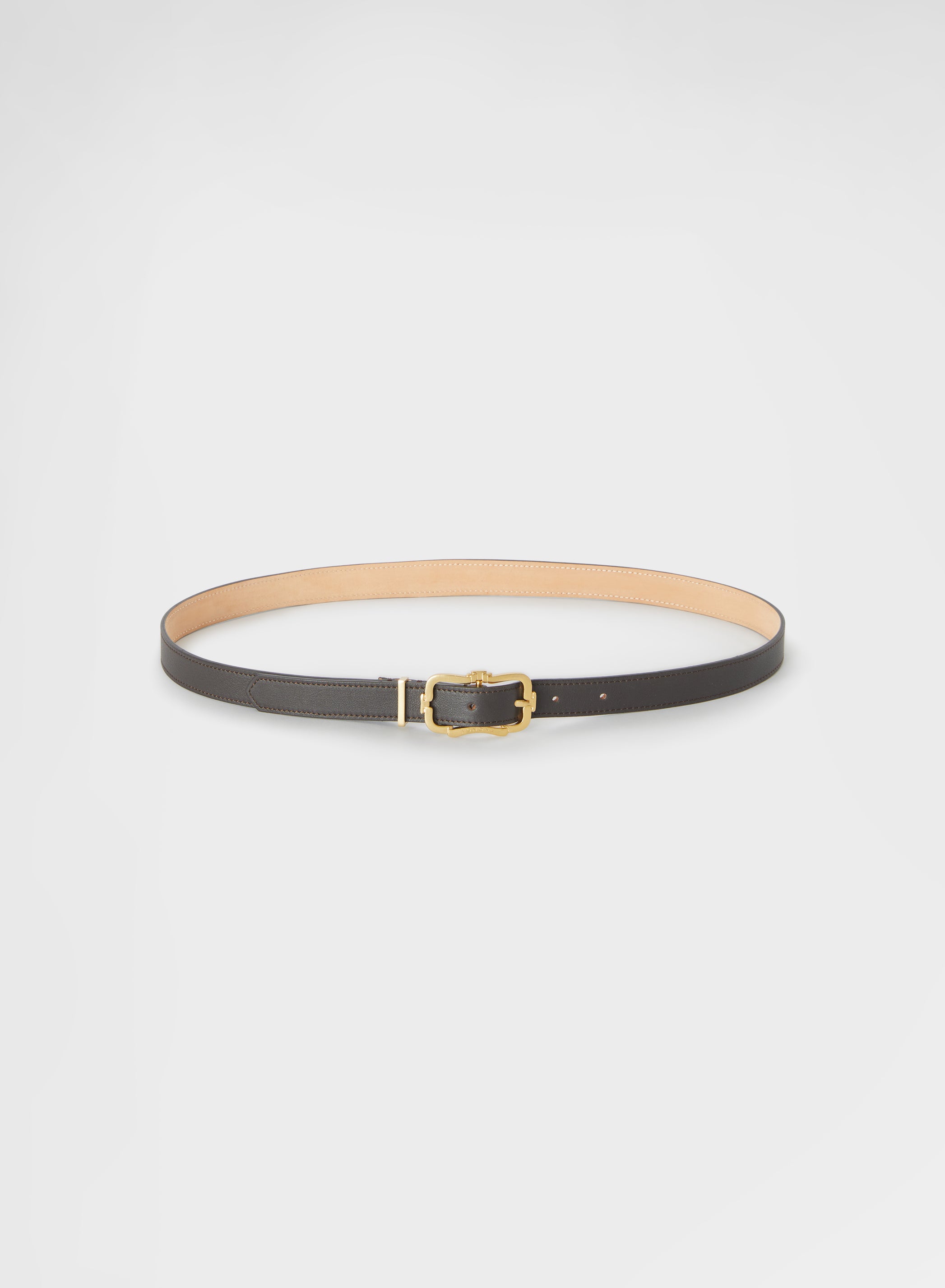 LEATHER THIN LOGO BELT BLACK