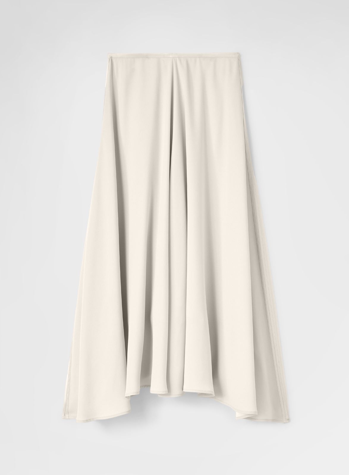MATT SILK BLEND HIGH WAISTED WIDE MIDI SKIRT GREIGE