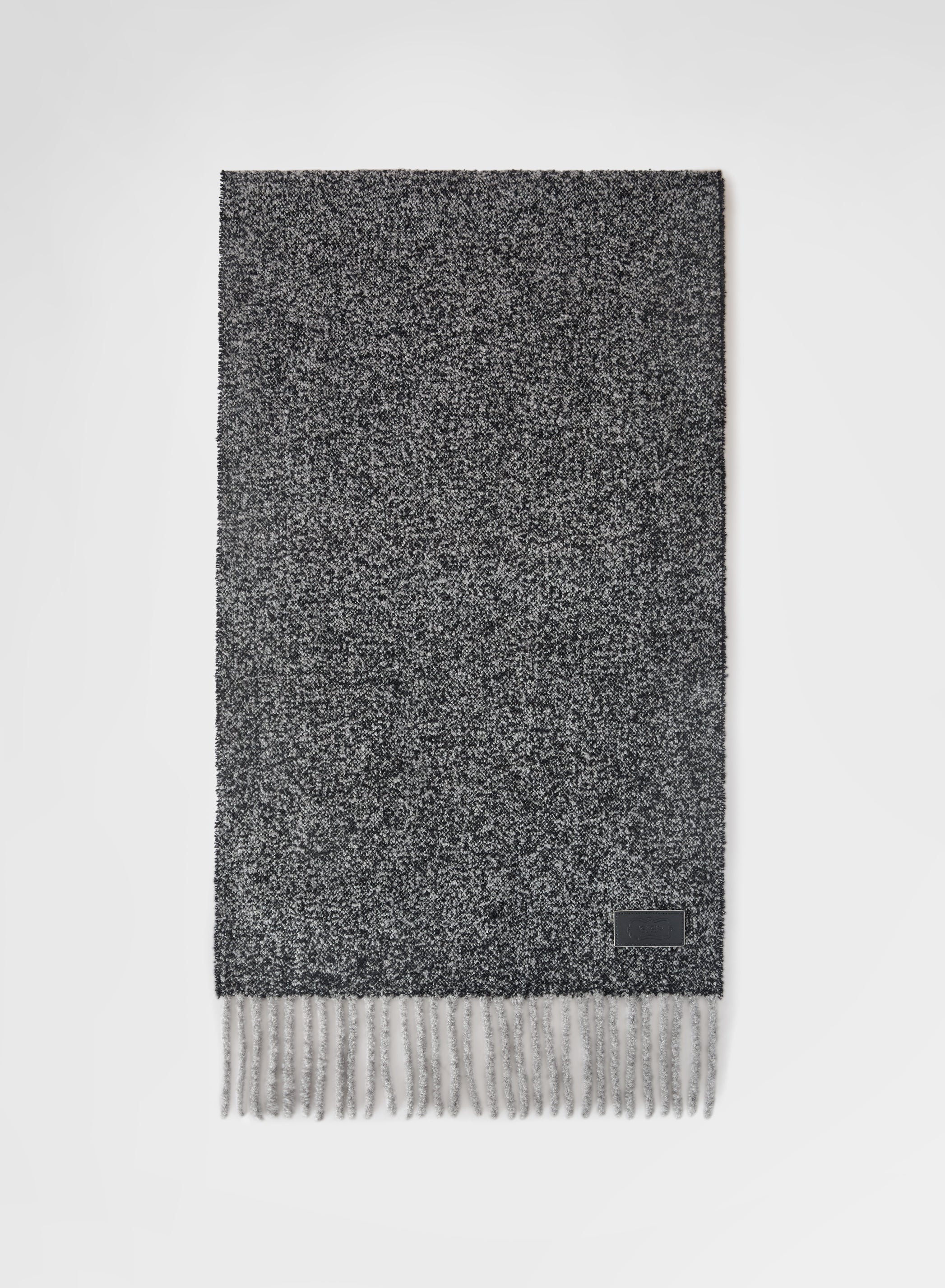 CASHMERE SILK BOUCLE SCARF DARK GREY