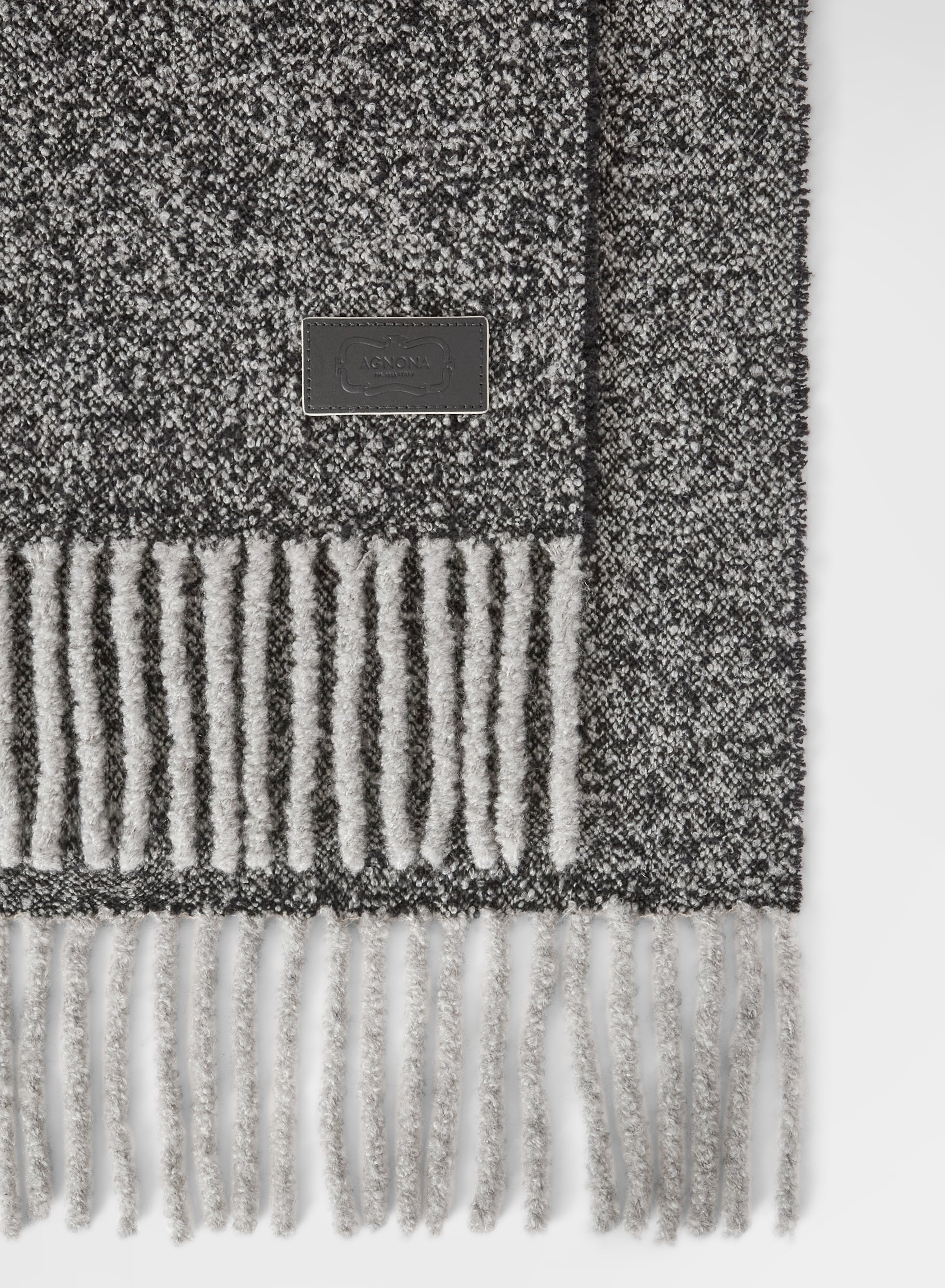 CASHMERE SILK BOUCLE SCARF DARK GREY