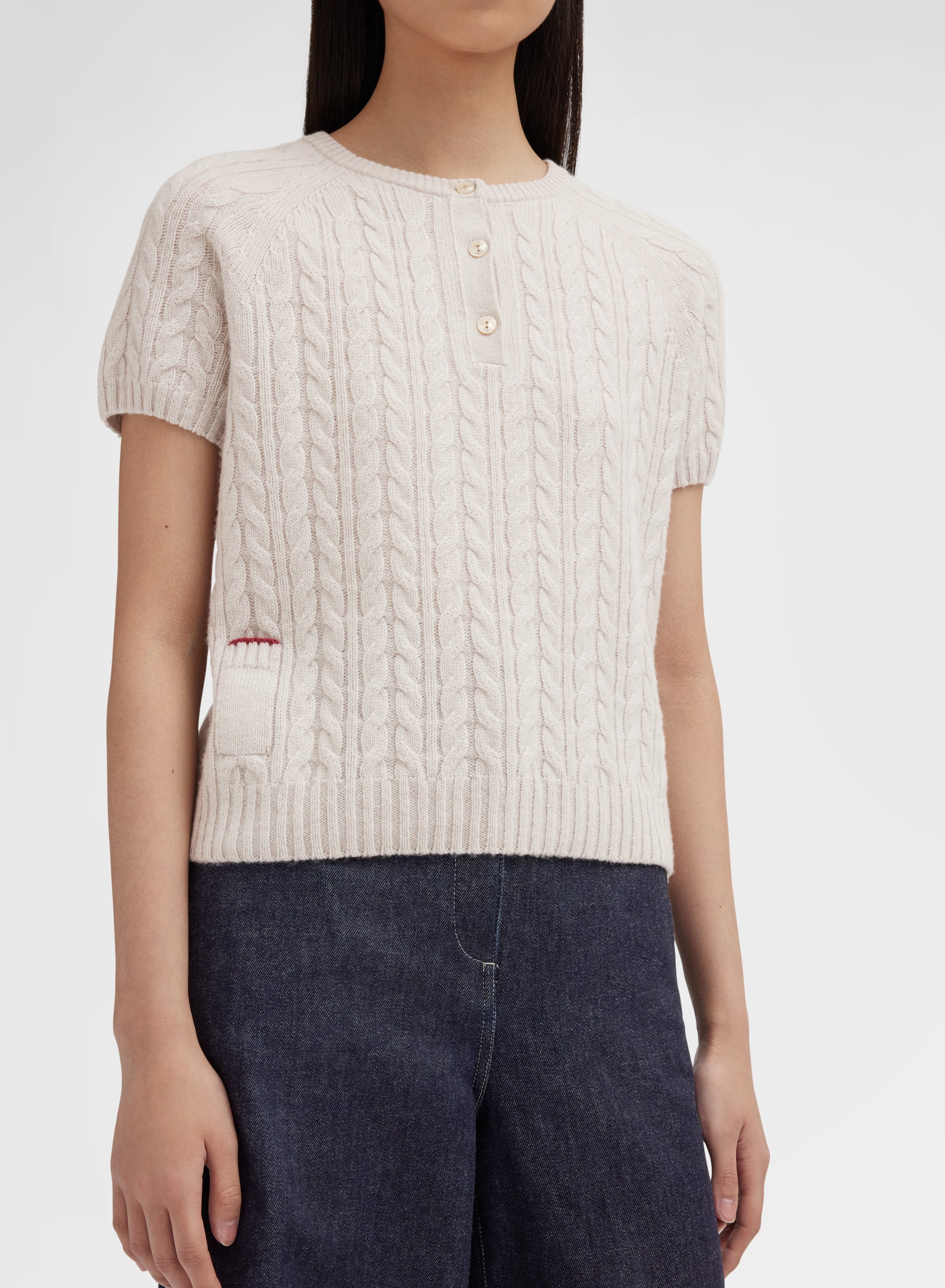 SHORT SLEEVE CREWNECK CASHMERE TRECCE MOON