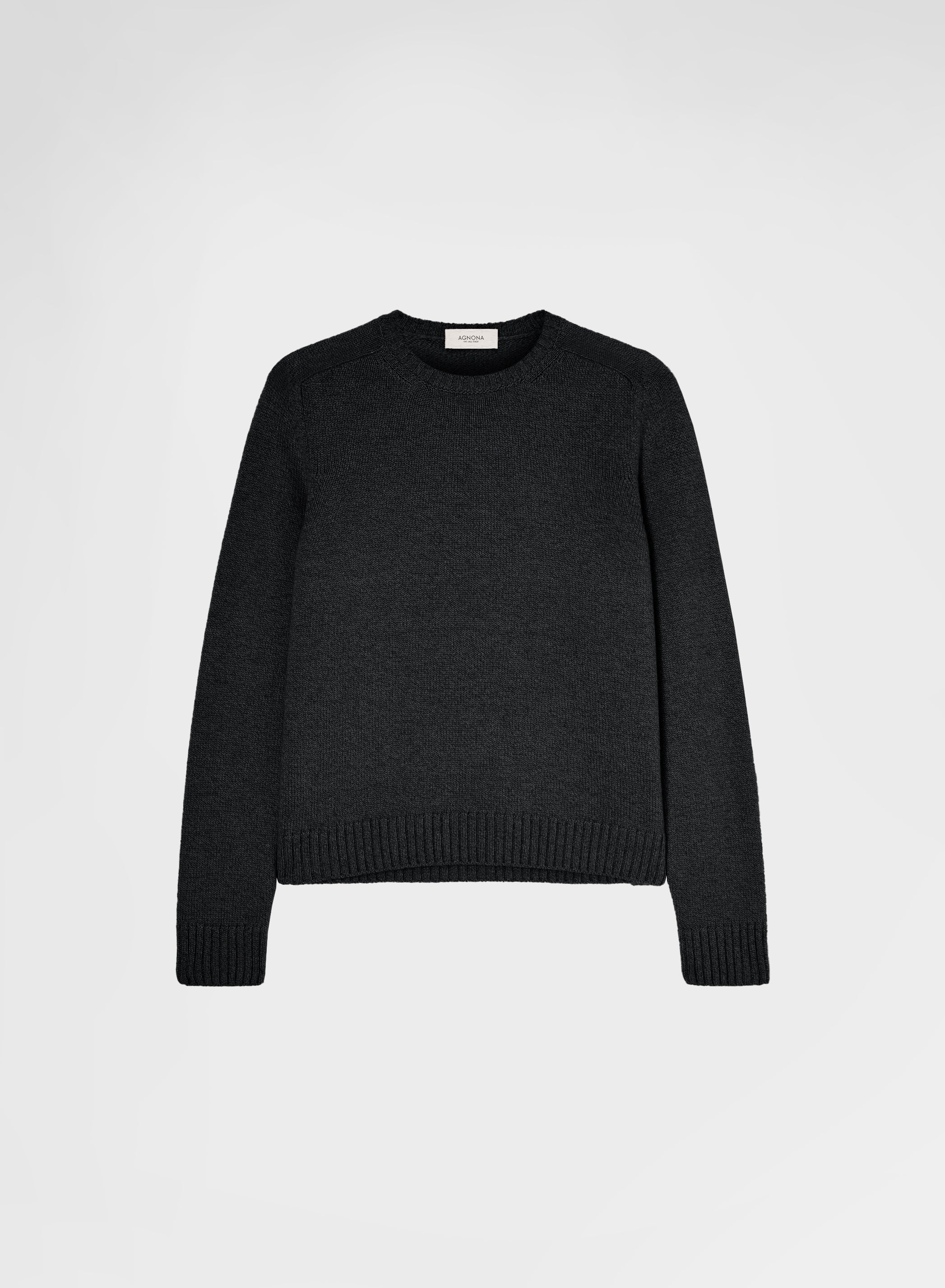 LONG SLEEVE CREWNECK CASHMERE RASATO BLACK