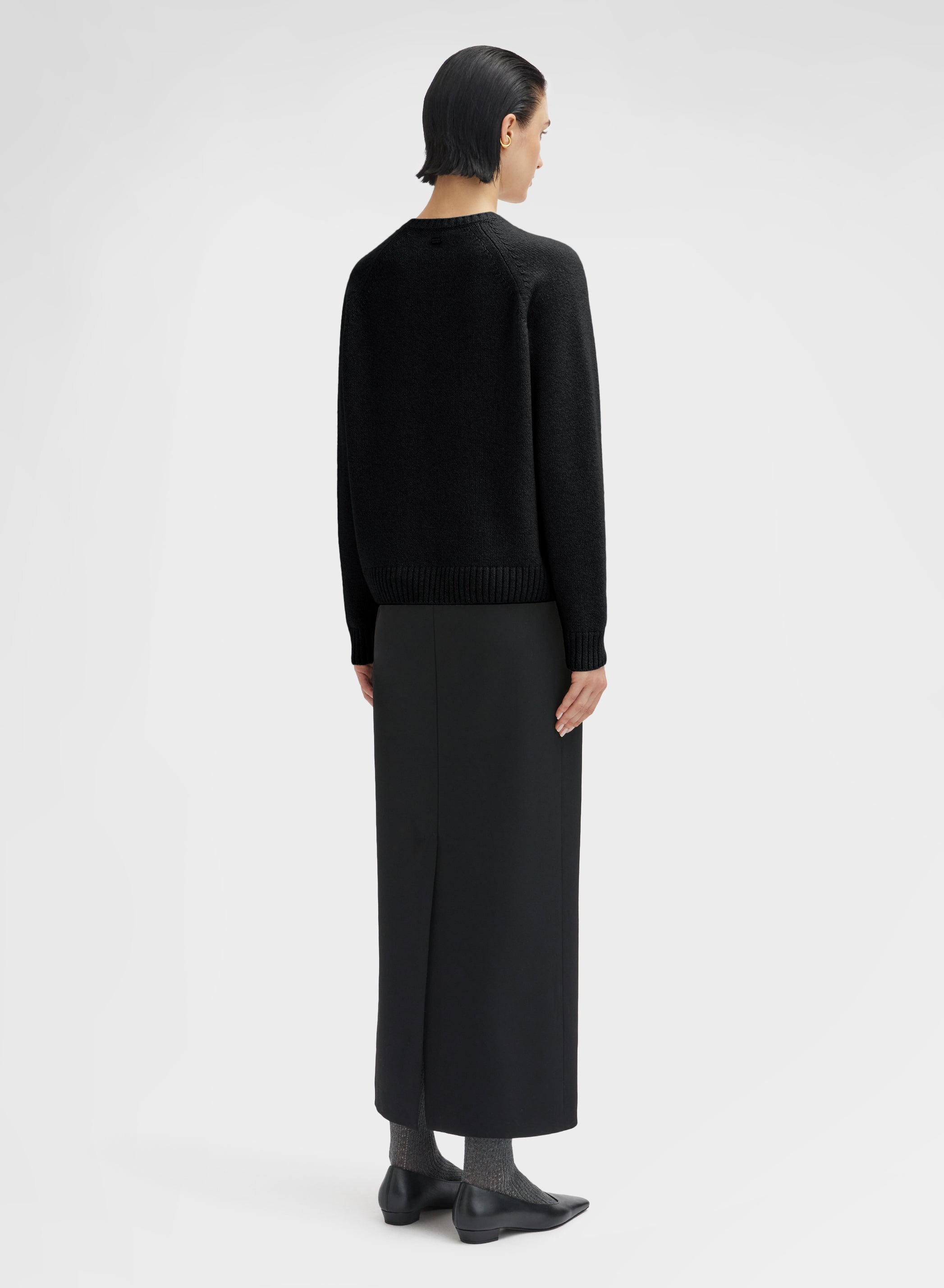 LONG SLEEVE CREWNECK CASHMERE RASATO BLACK