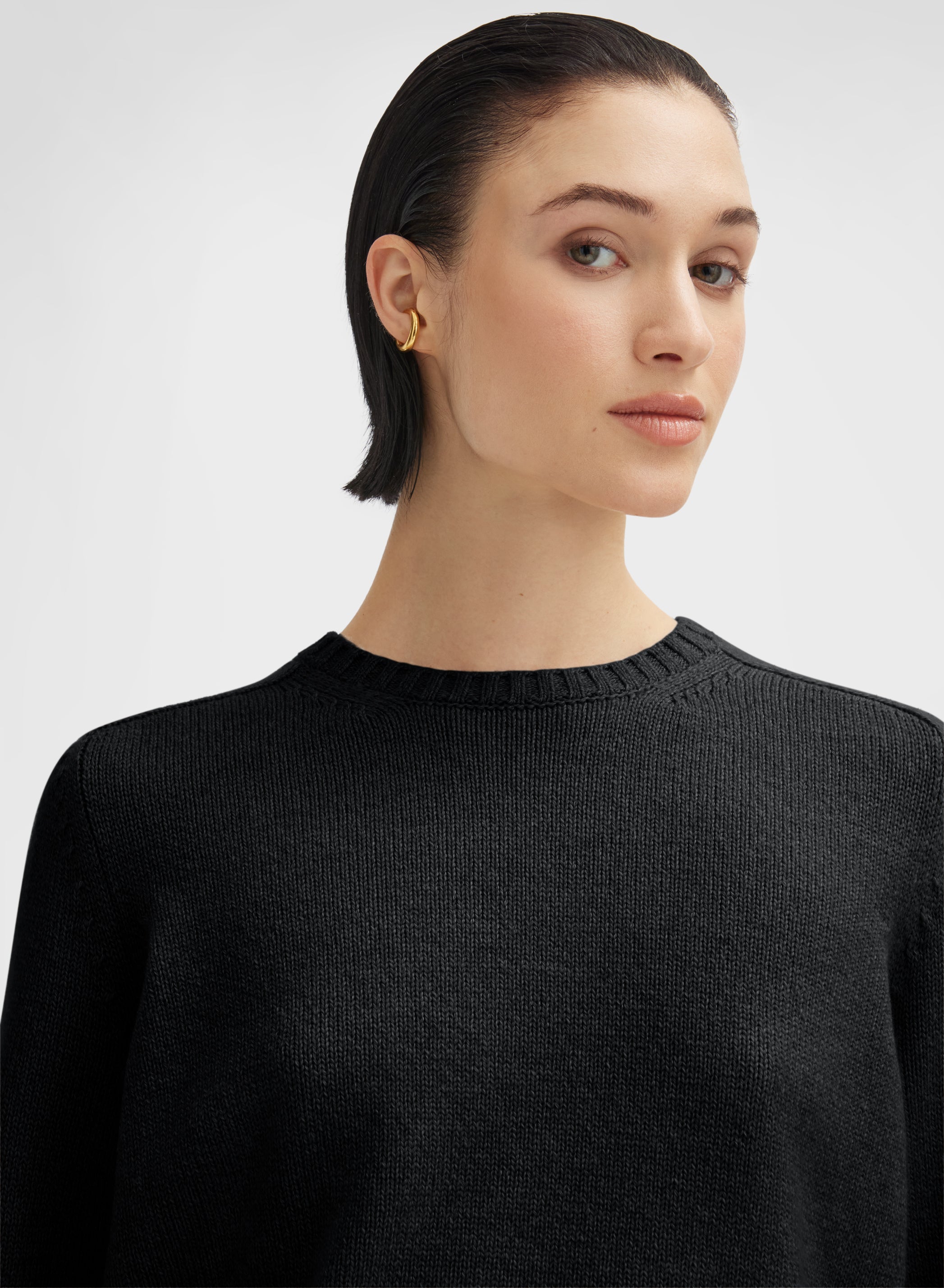 LONG SLEEVE CREWNECK CASHMERE RASATO BLACK