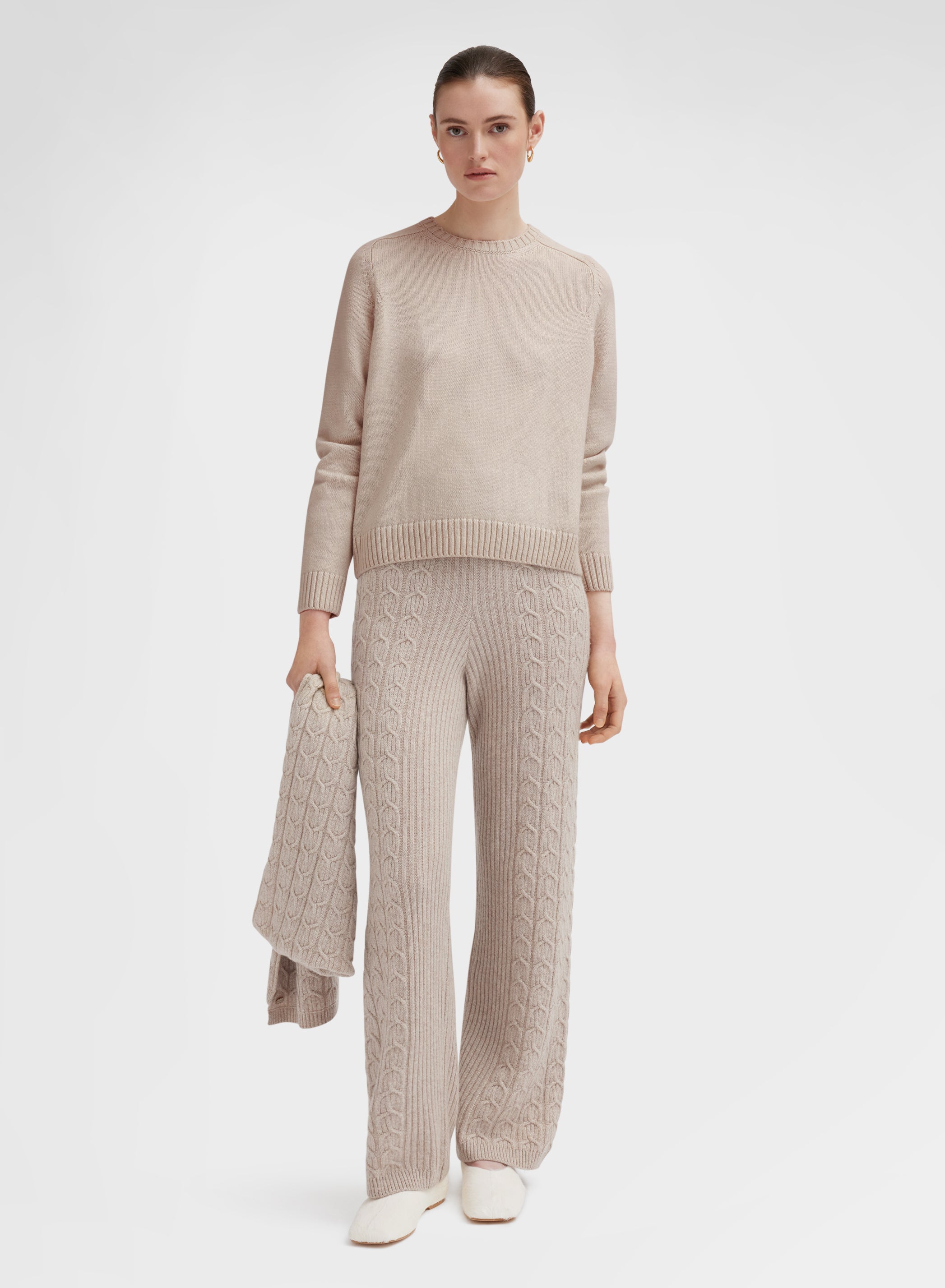 LONG SLEEVE CREWNECK CASHMERE RASATO ALBINO