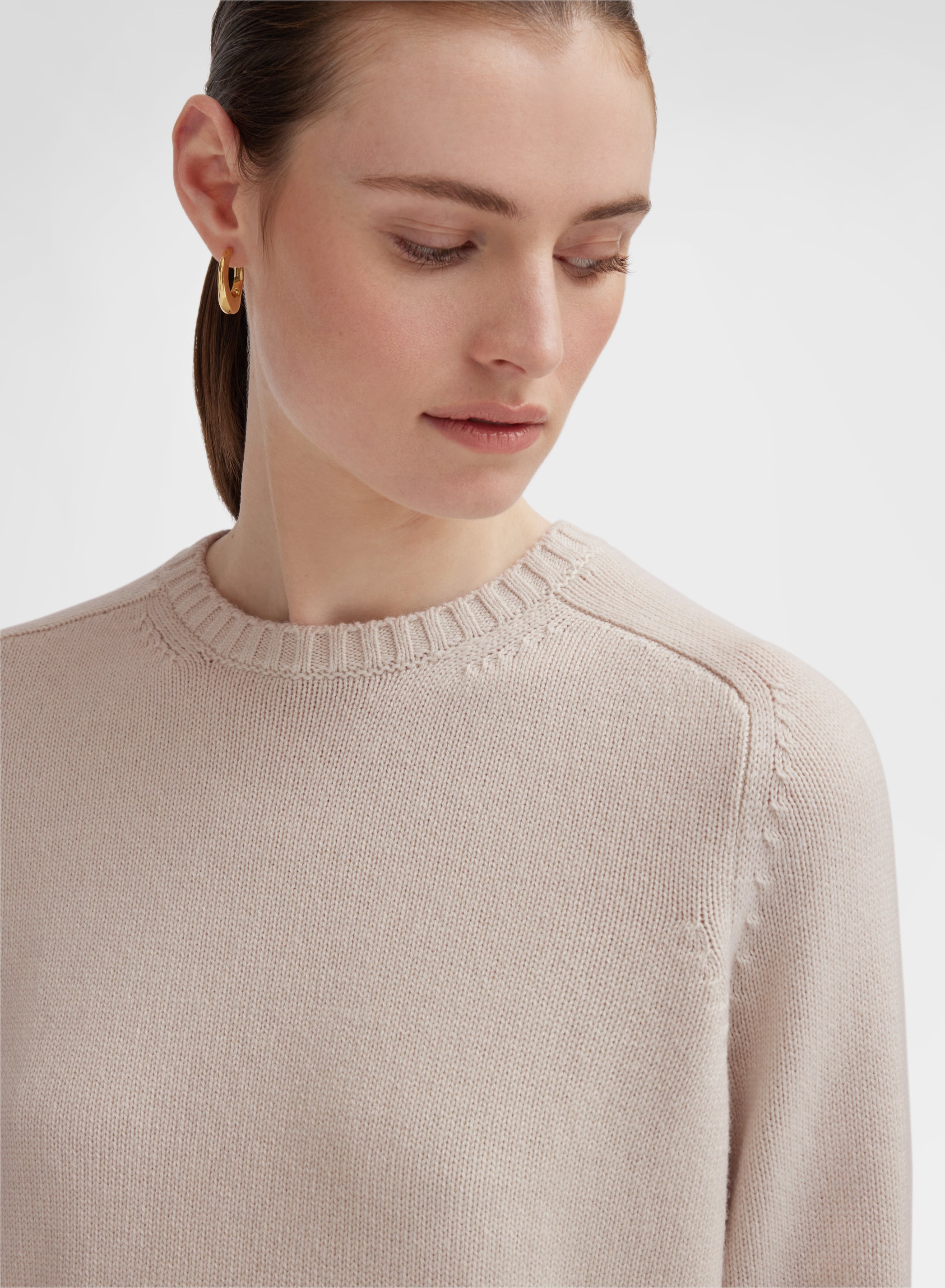 LONG SLEEVE CREWNECK CASHMERE RASATO ALBINO