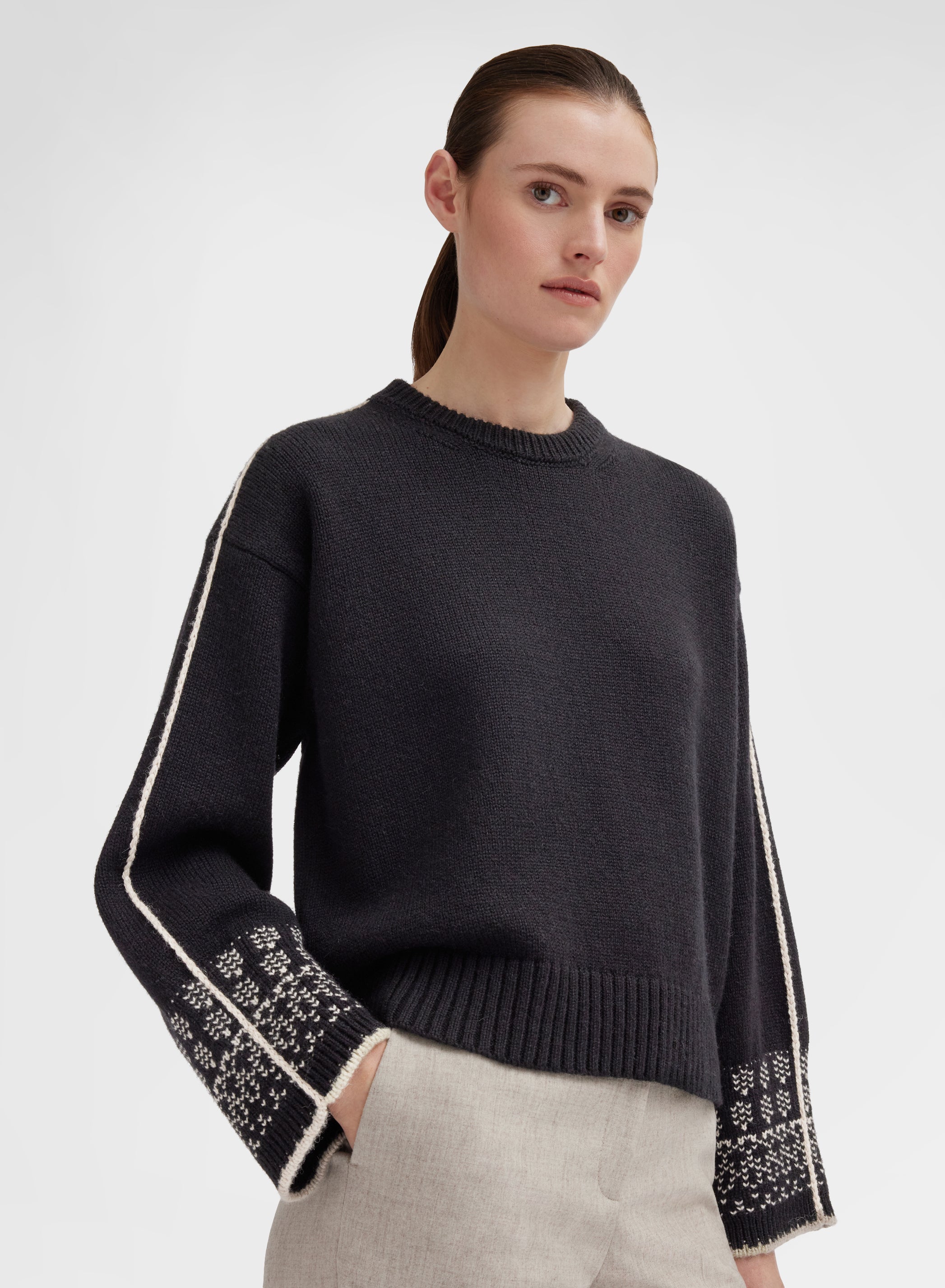 LONG SLEEVE CREWNECK BLISS CASH JACQUARD BLACK