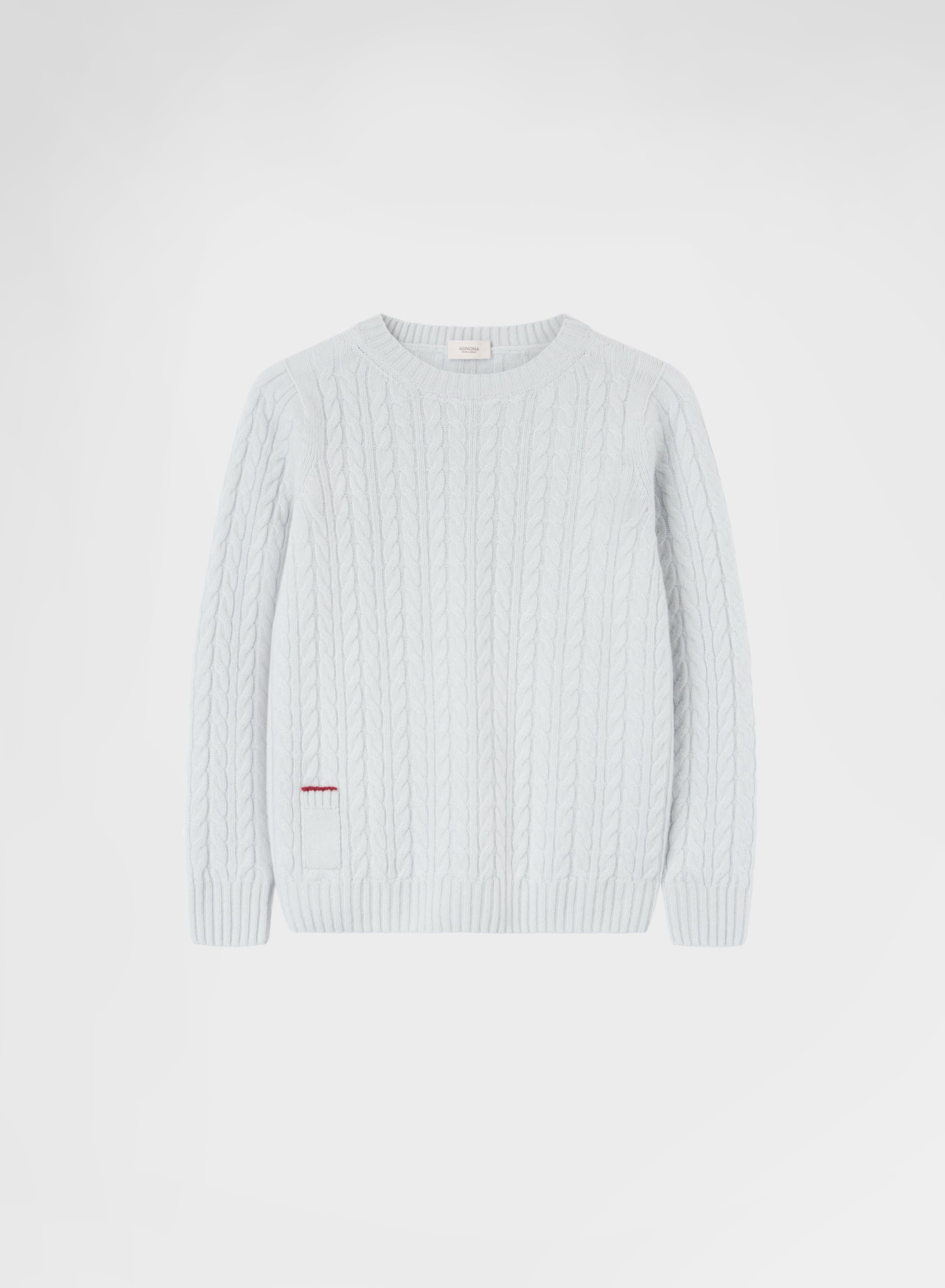 LONG SLEEVE CREWNECK CASHMERE PLAIT AQUAMARINE