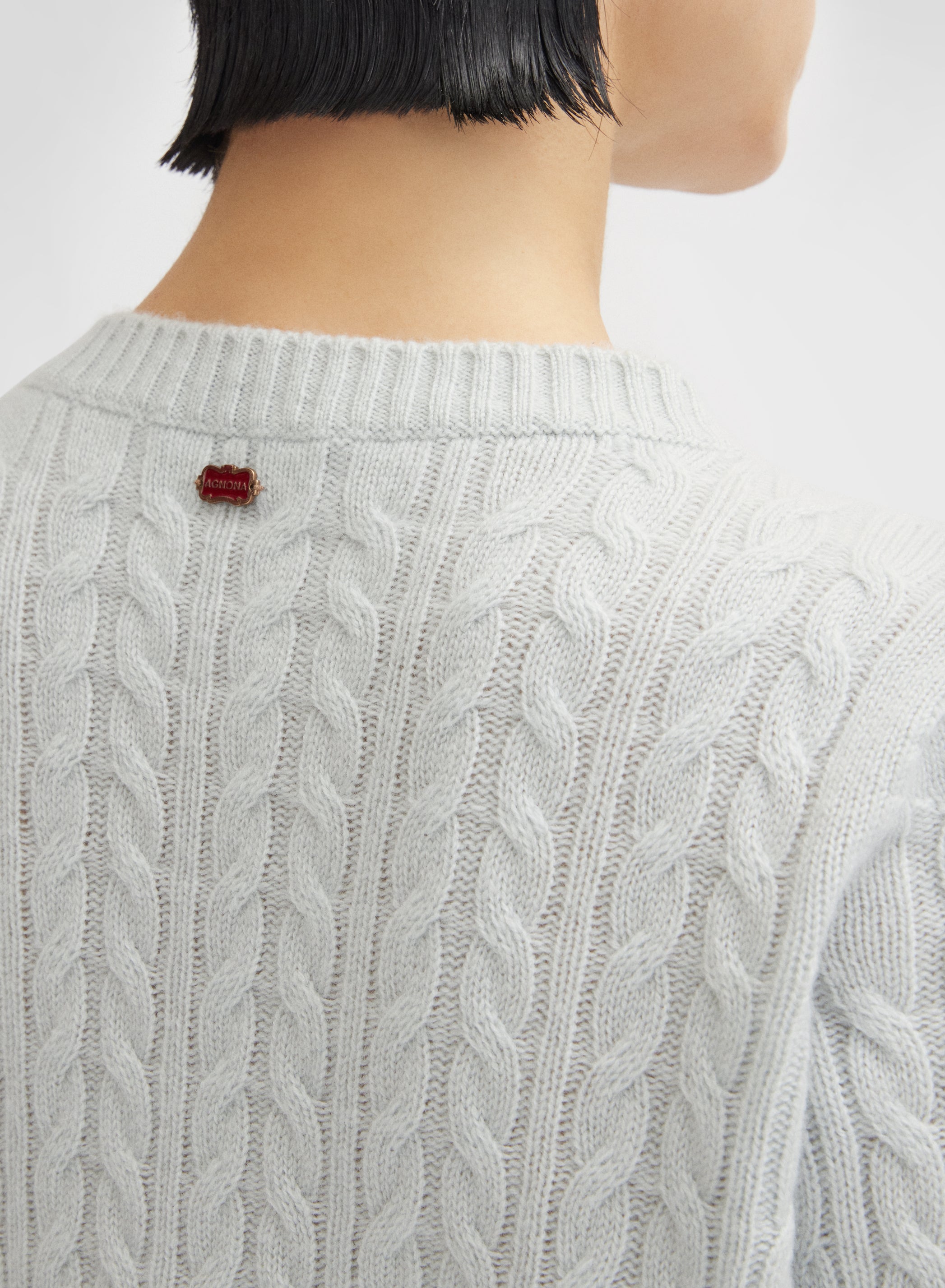 LONG SLEEVE CREWNECK CASHMERE PLAIT AQUAMARINE