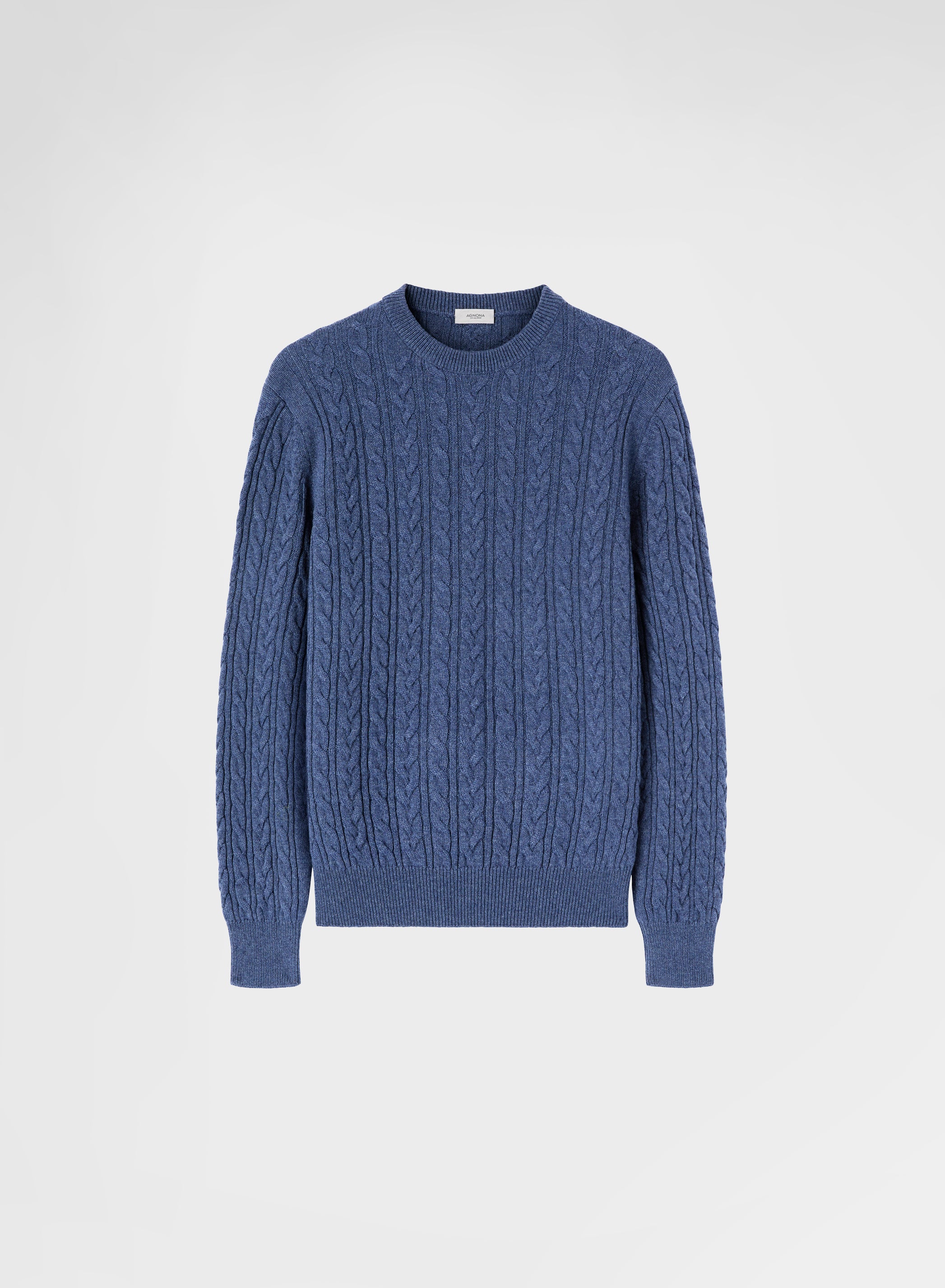 LONG SLEEVE CREWNECK CASHMERE TRECCIA BLUE STONE