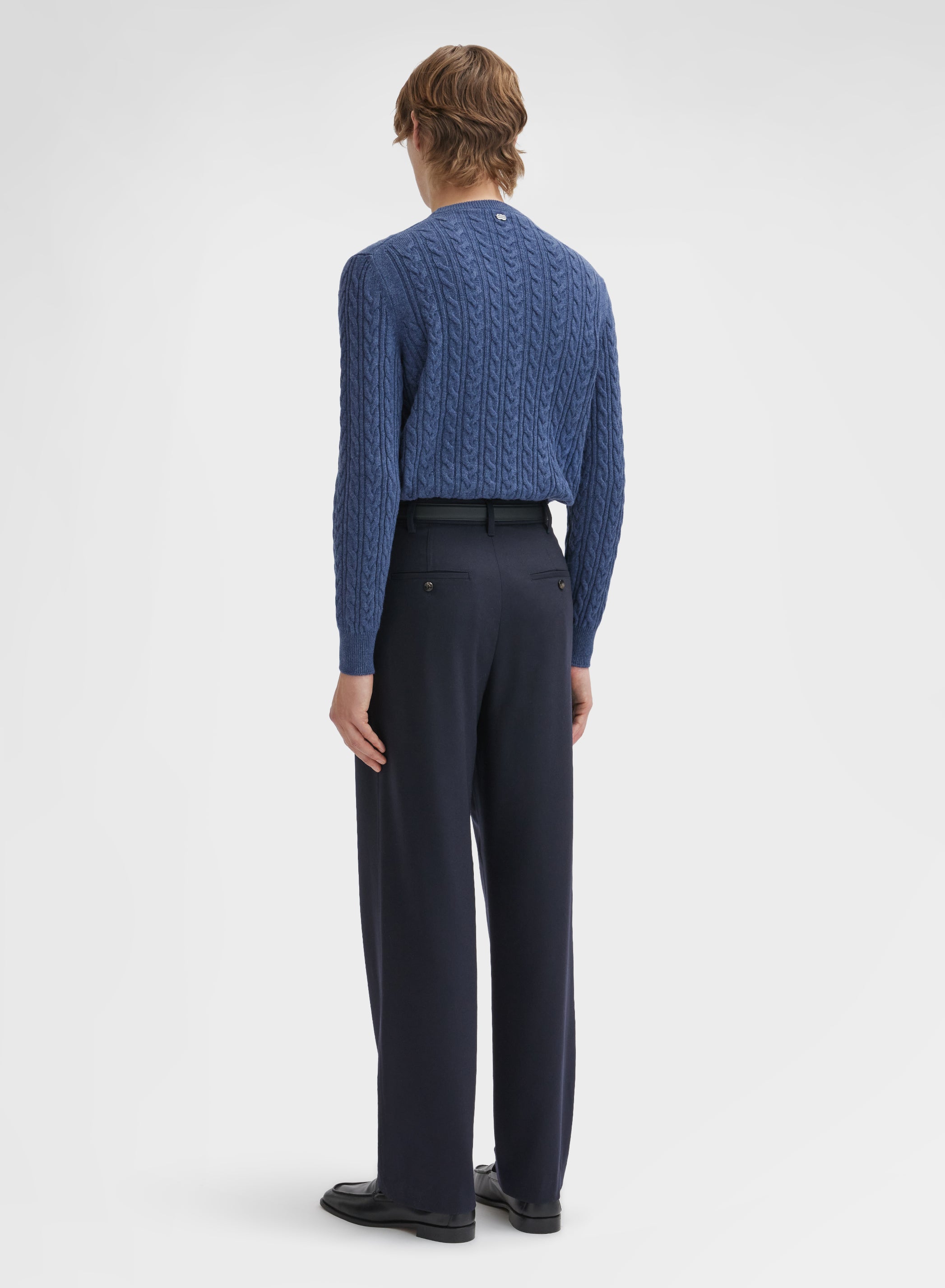 LONG SLEEVE CREWNECK CASHMERE TRECCIA BLUE STONE