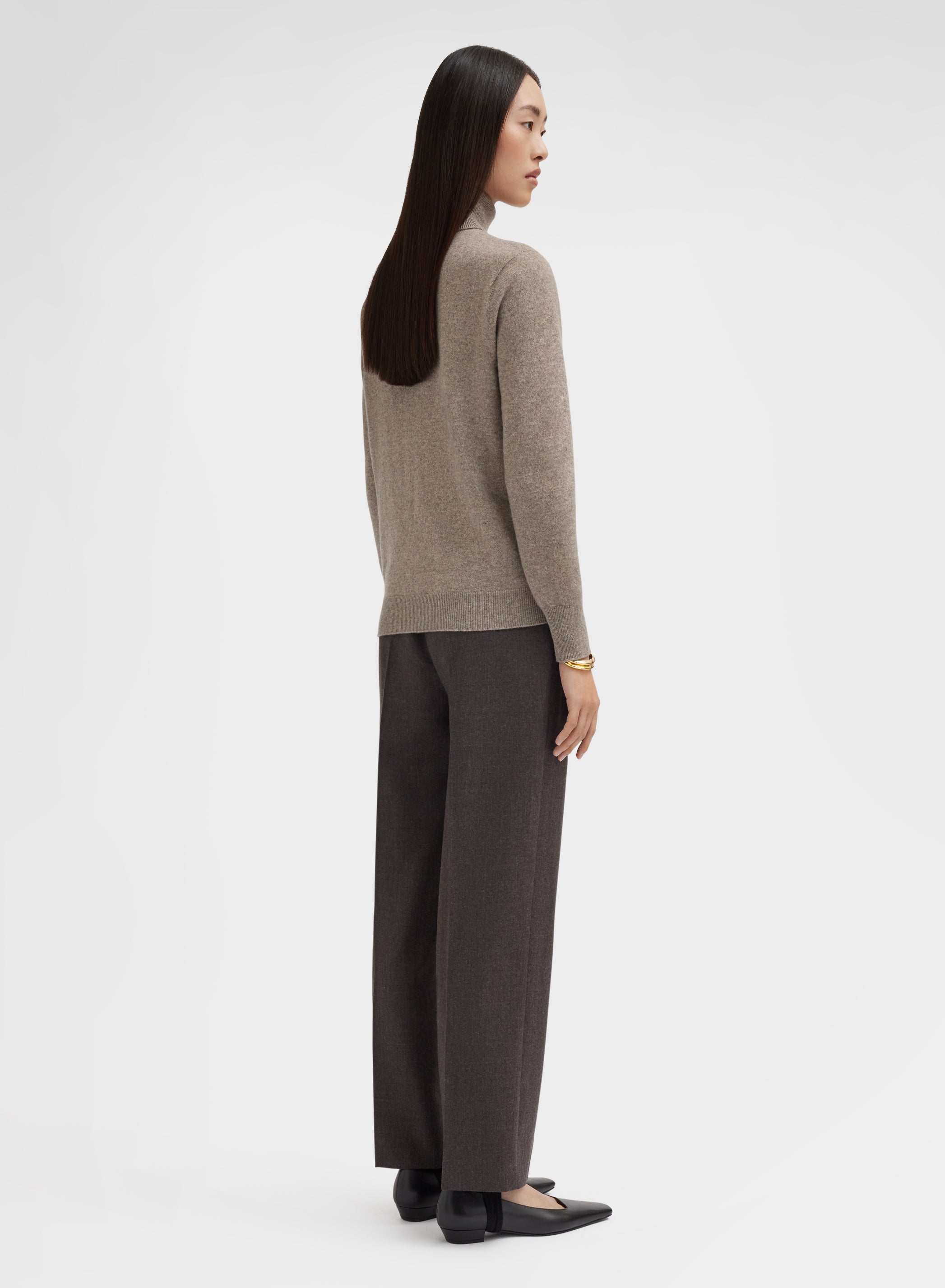 LONG SLEEVE TURTLE NECK CASHMERE RASATO SESAME