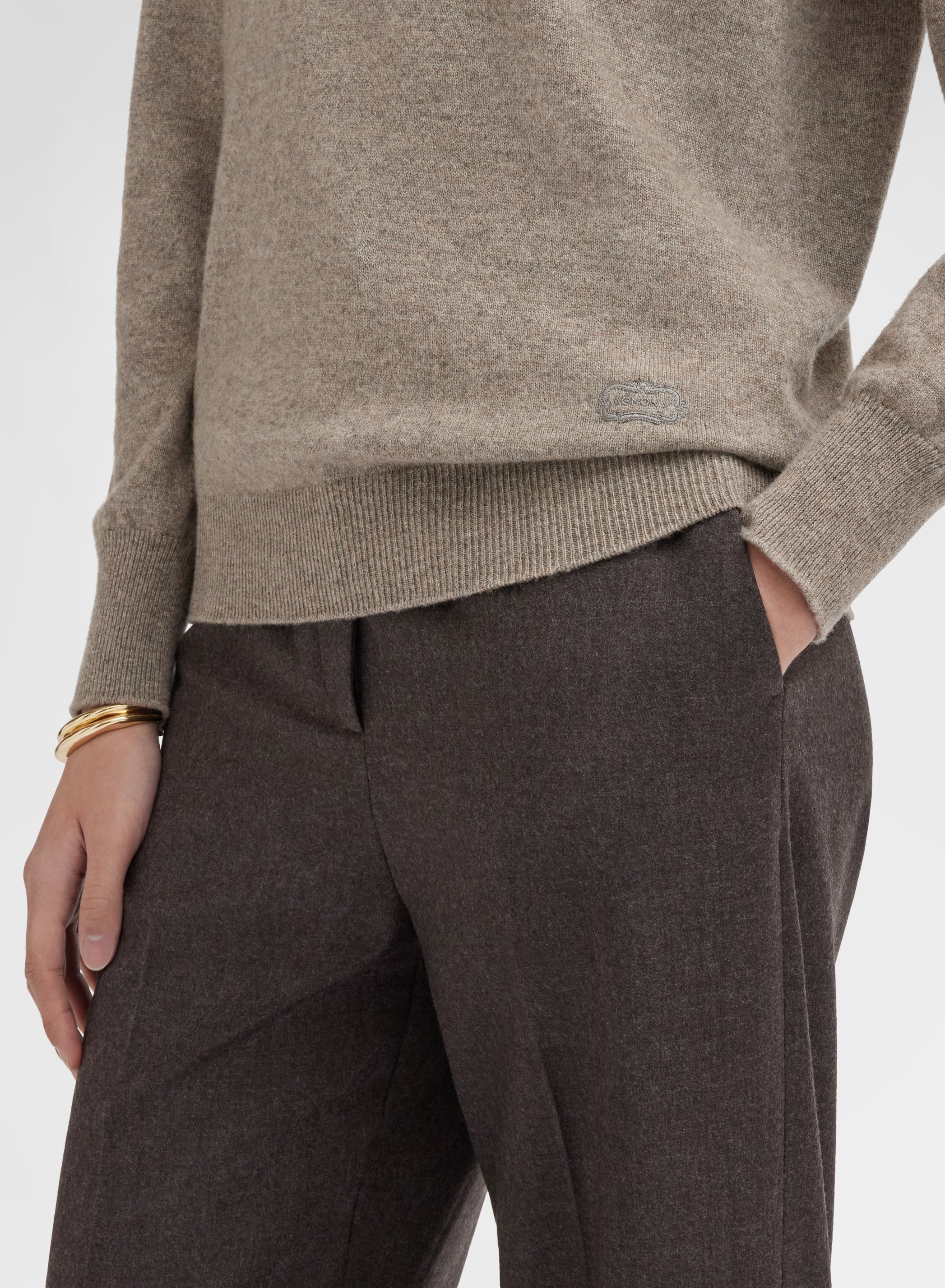 LONG SLEEVE TURTLE NECK CASHMERE RASATO SESAME