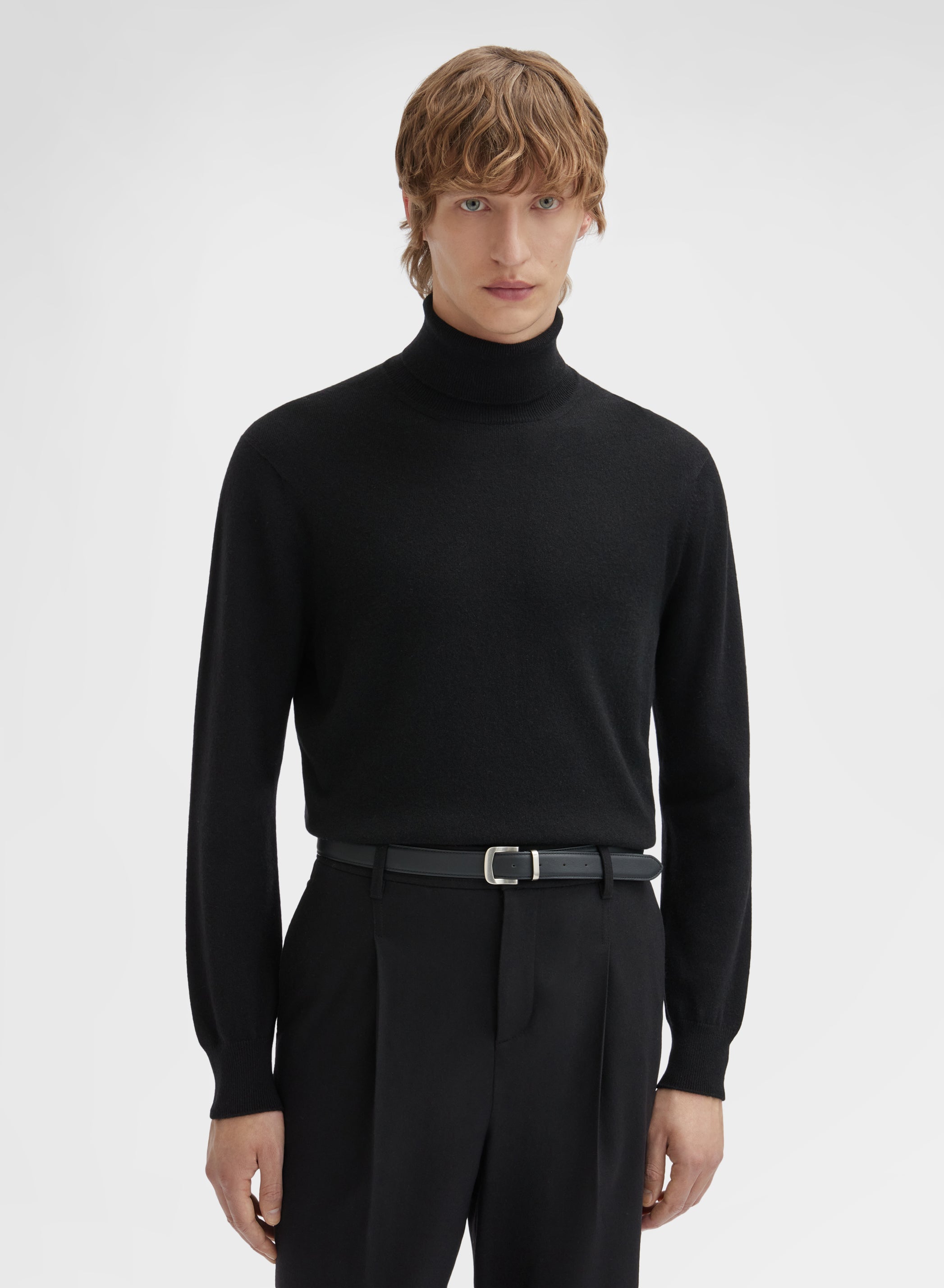 LONG SLEEVE TURTLE NECK CASHMERE RASATO BLACK