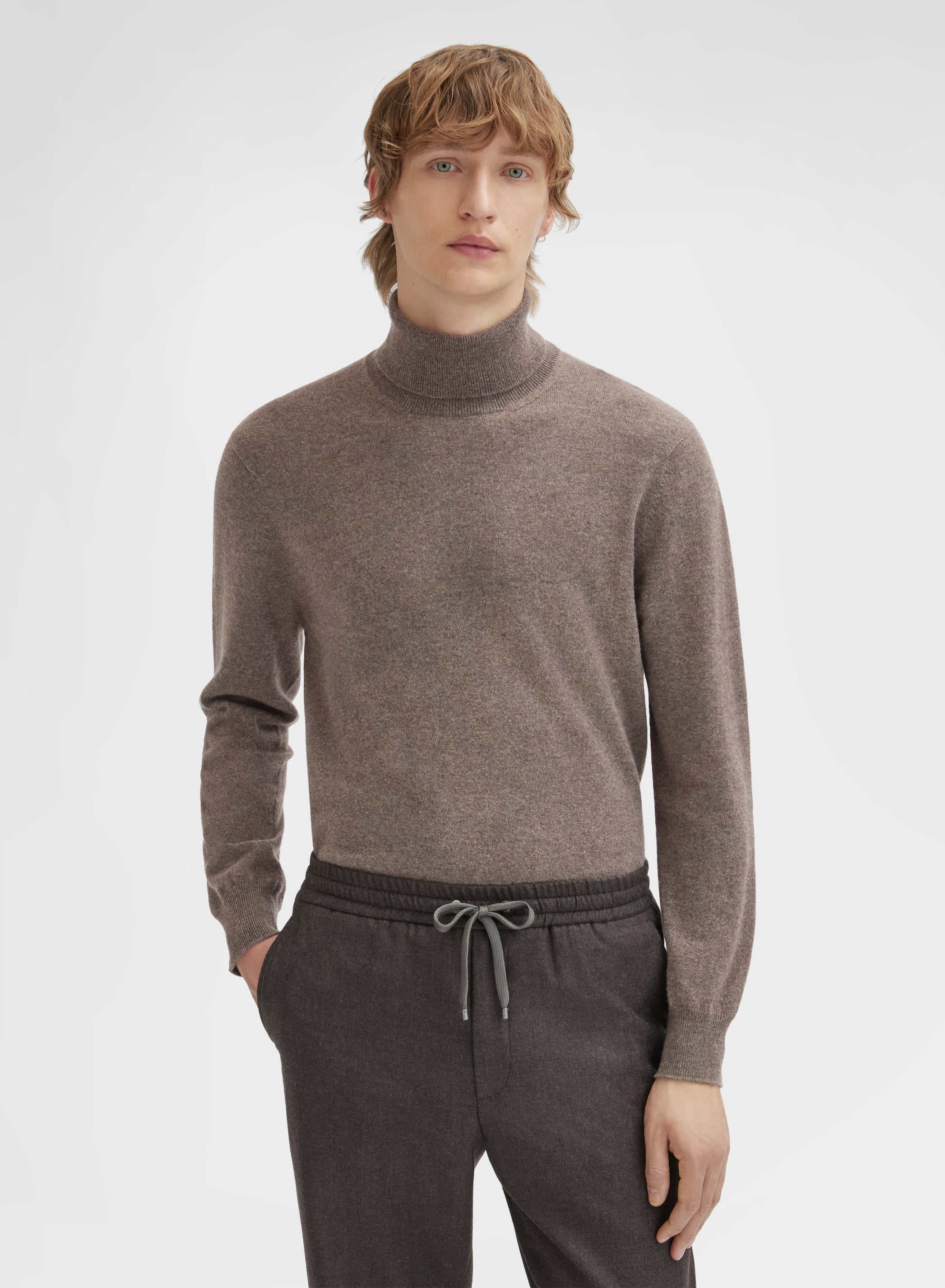 LONG SLEEVE TURTLE NECK CASHMERE RASATO CUMINO